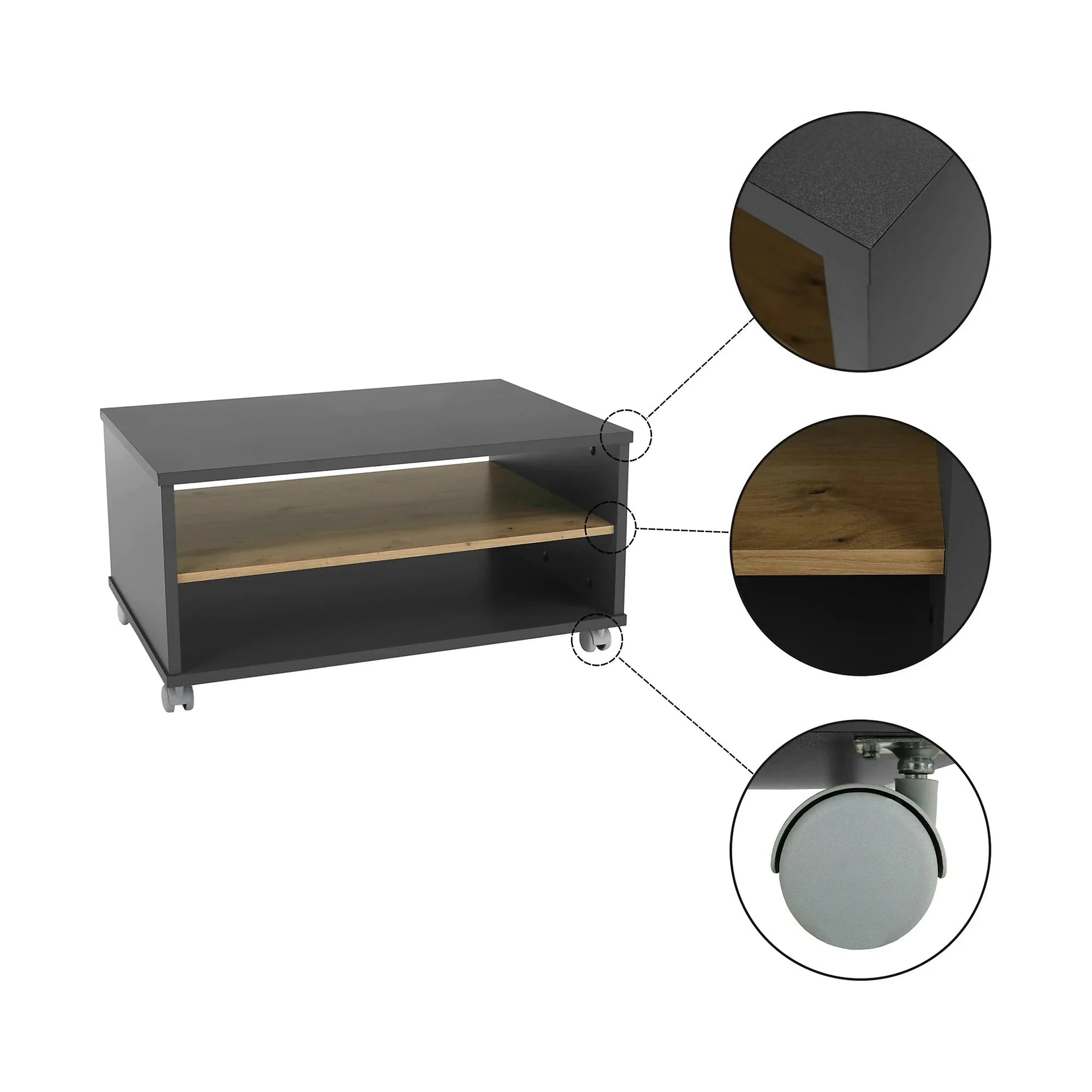 Masuta cafea RIOMA NEW TYP 32, gri grafit/stejar artisan, DTD laminat, 90x60x45 cm
