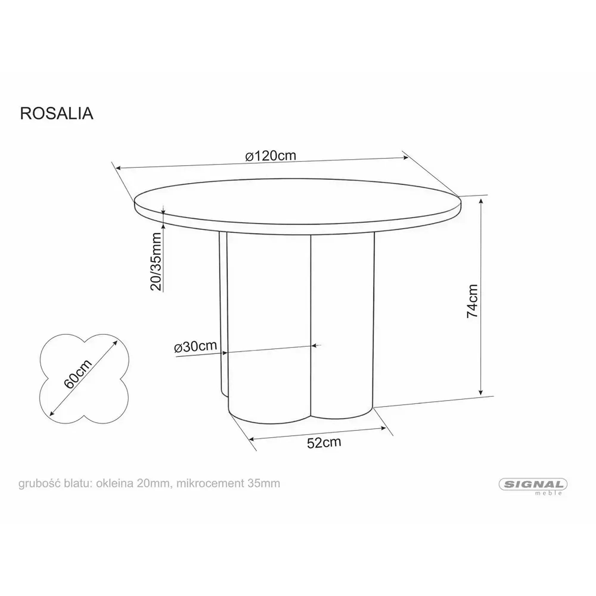 Masuta cafea ROSALIA, gri deschis, microciment, 80x45 cm