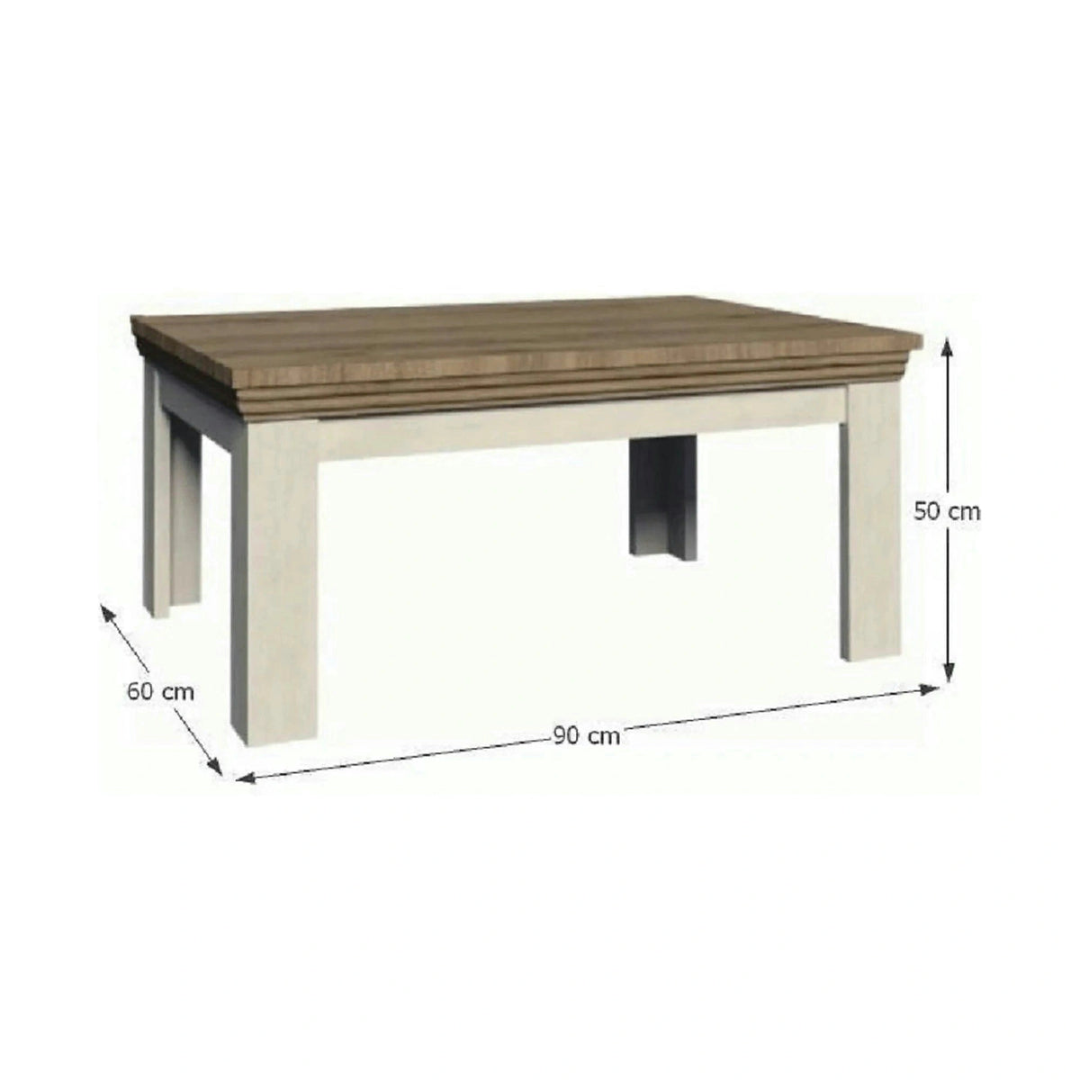 Masuta cafea ROYAL LN, pin nordic/stejar salbatic, PAL melaminat, 90x60x50 cm
