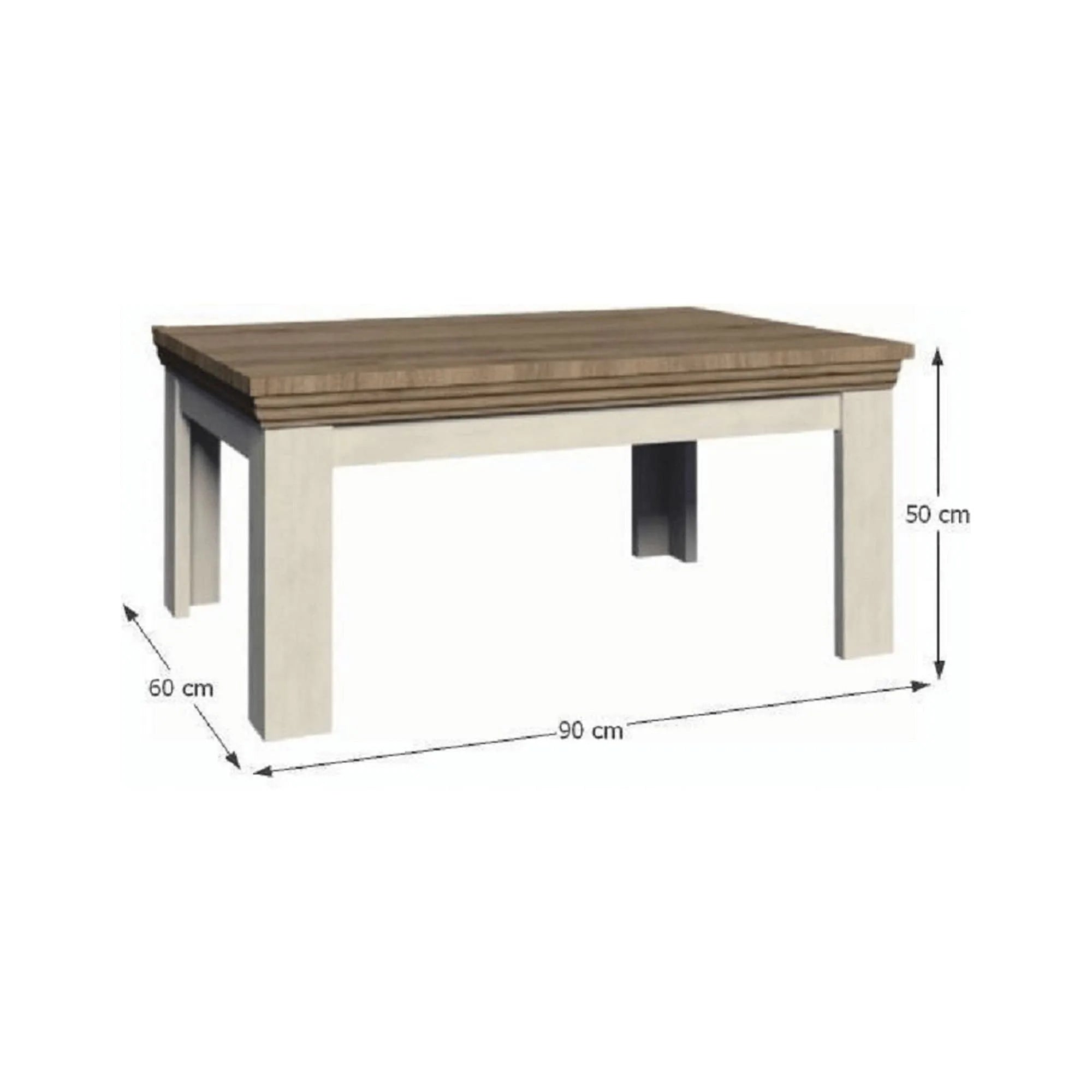 Masuta cafea ROYAL LN, pin nordic/stejar salbatic, PAL melaminat, 90x60x50 cm