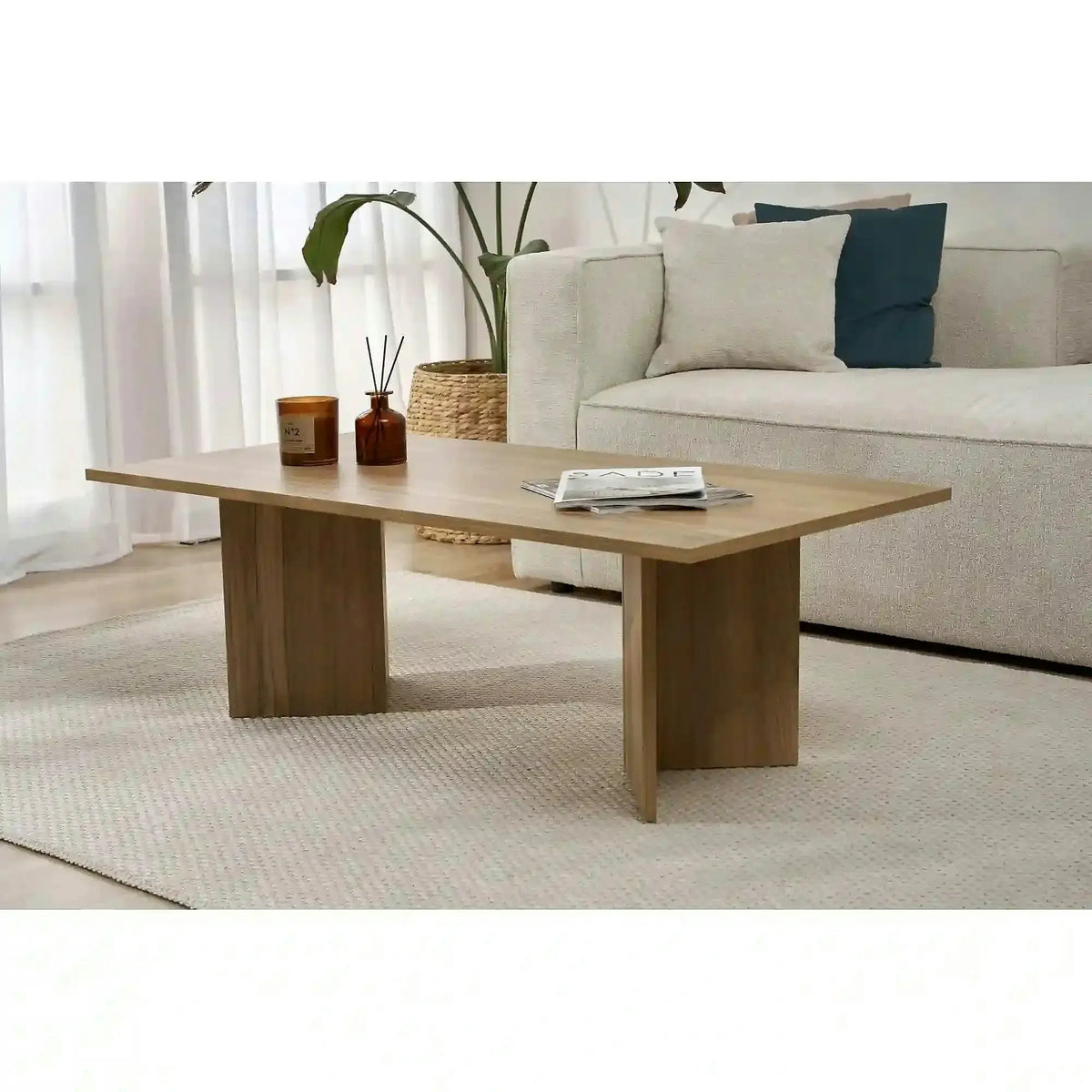 Masuta cafea SABIN, stejar inchis, PAL melaminat, 119x60x40 cm