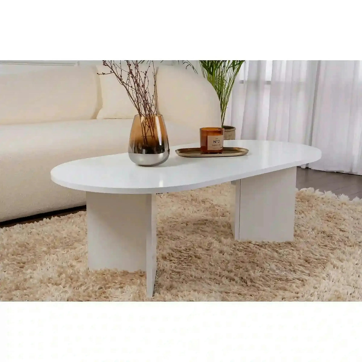 Masuta cafea SABLE, alb, PAL, 119x60x40 cm