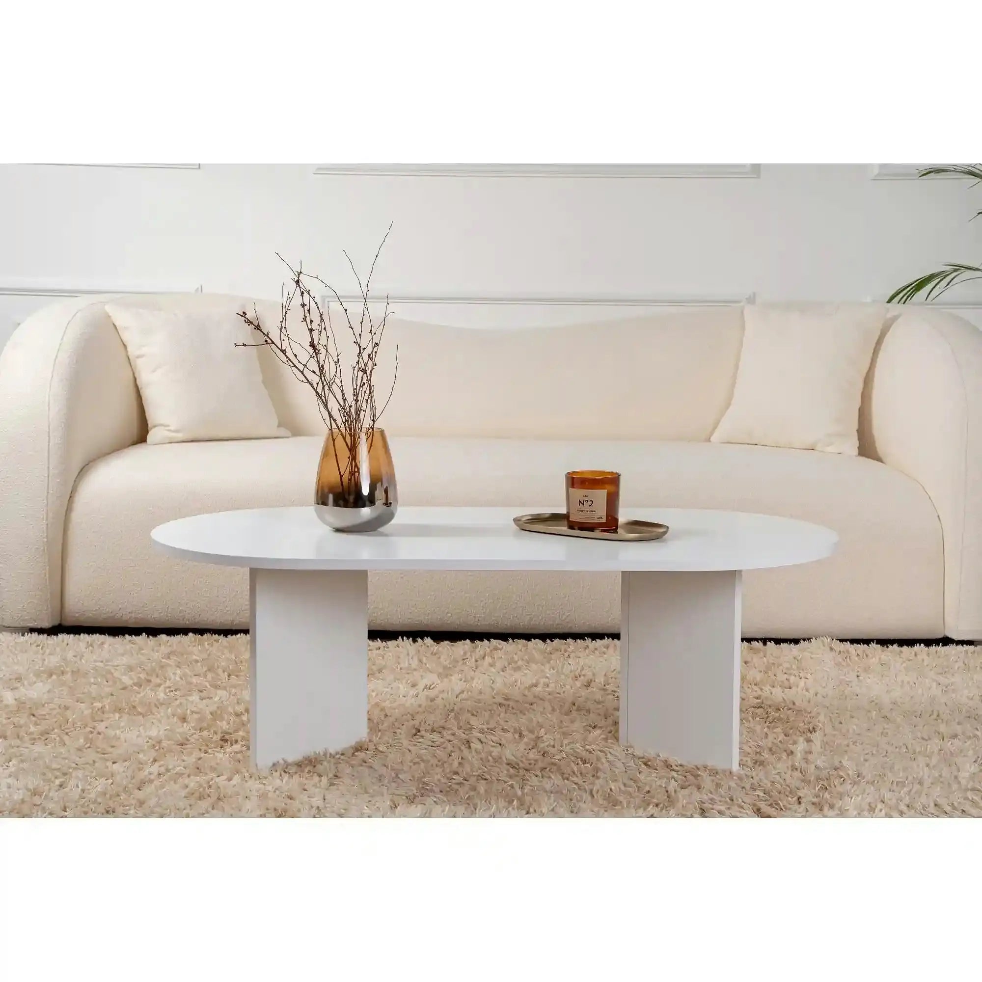Masuta cafea SABLE, alb, PAL, 119x60x40 cm