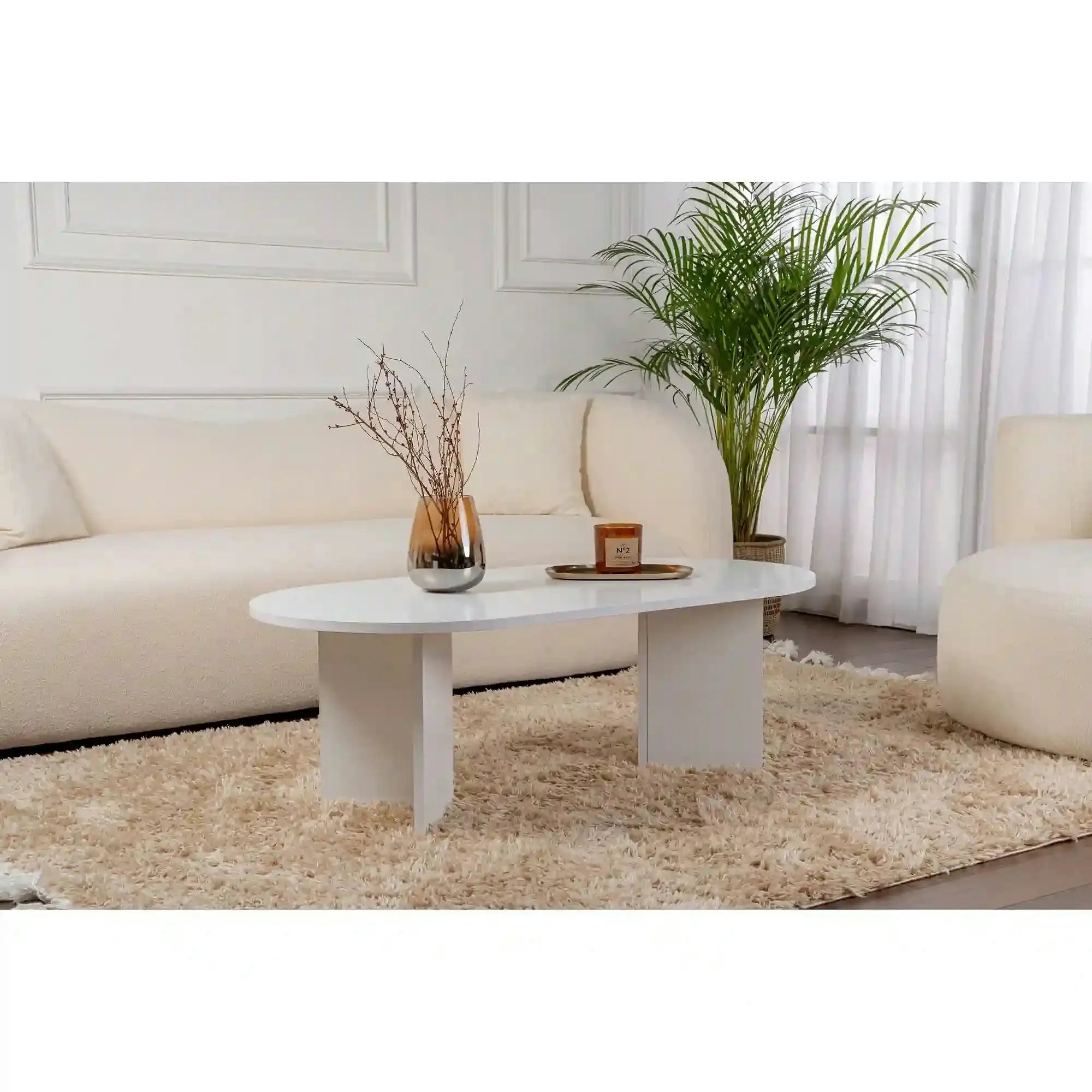 Masuta cafea SABLE, alb, PAL, 119x60x40 cm