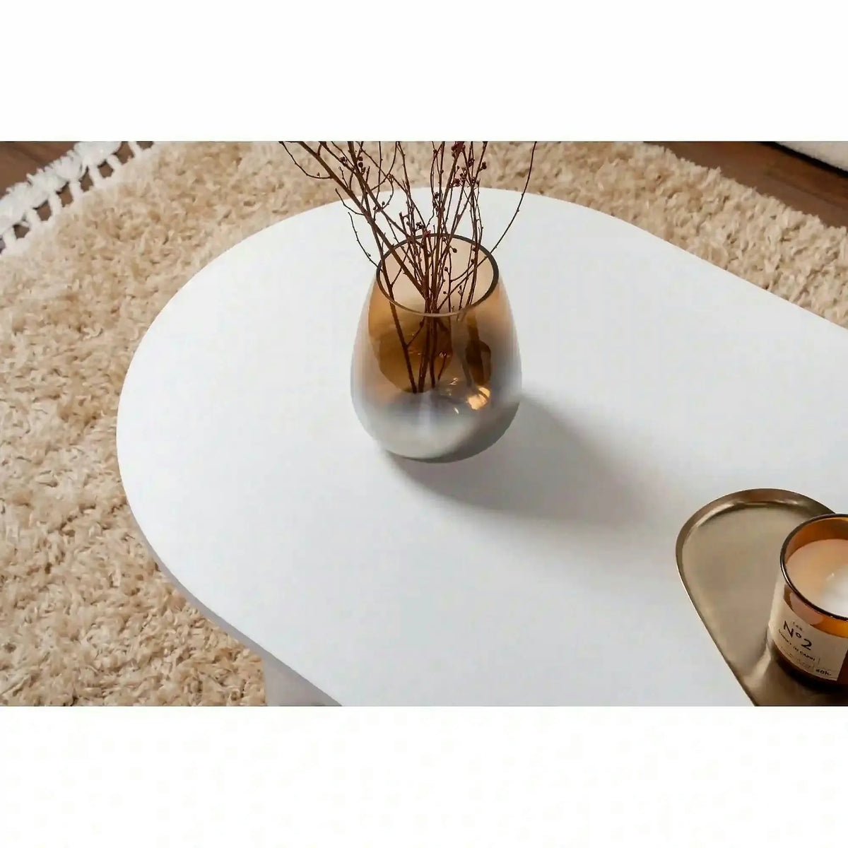 Masuta cafea SABLE, alb, PAL, 119x60x40 cm