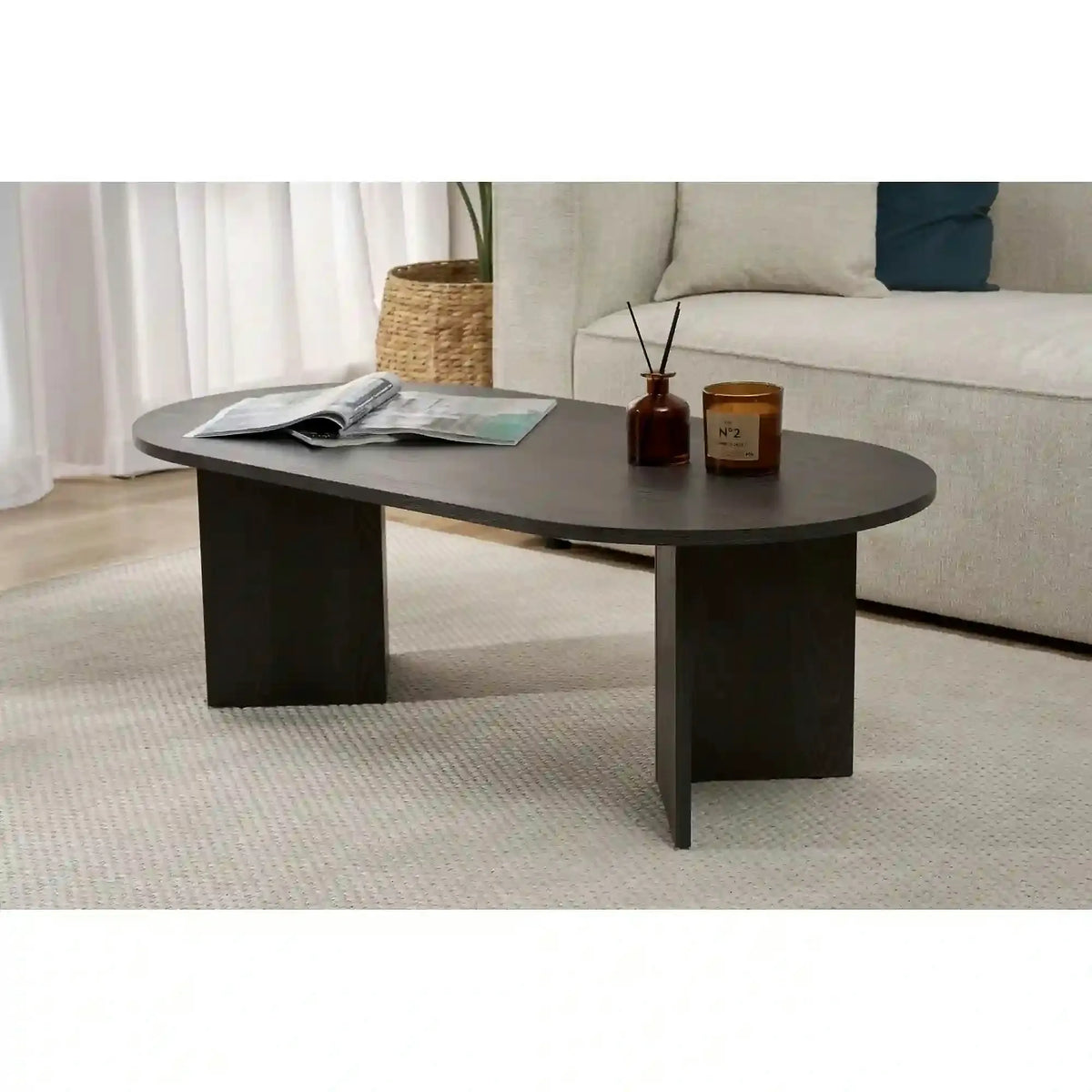 Masuta cafea SABLE, negru, PAL, 119x60x40 cm