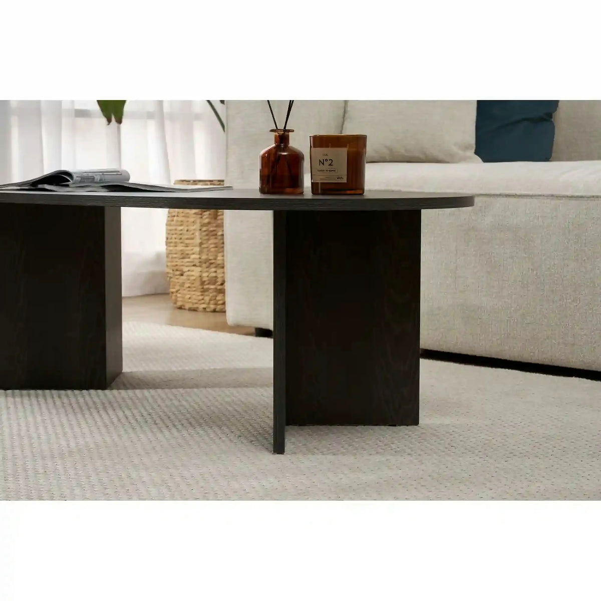 Masuta cafea SABLE, negru, PAL, 119x60x40 cm