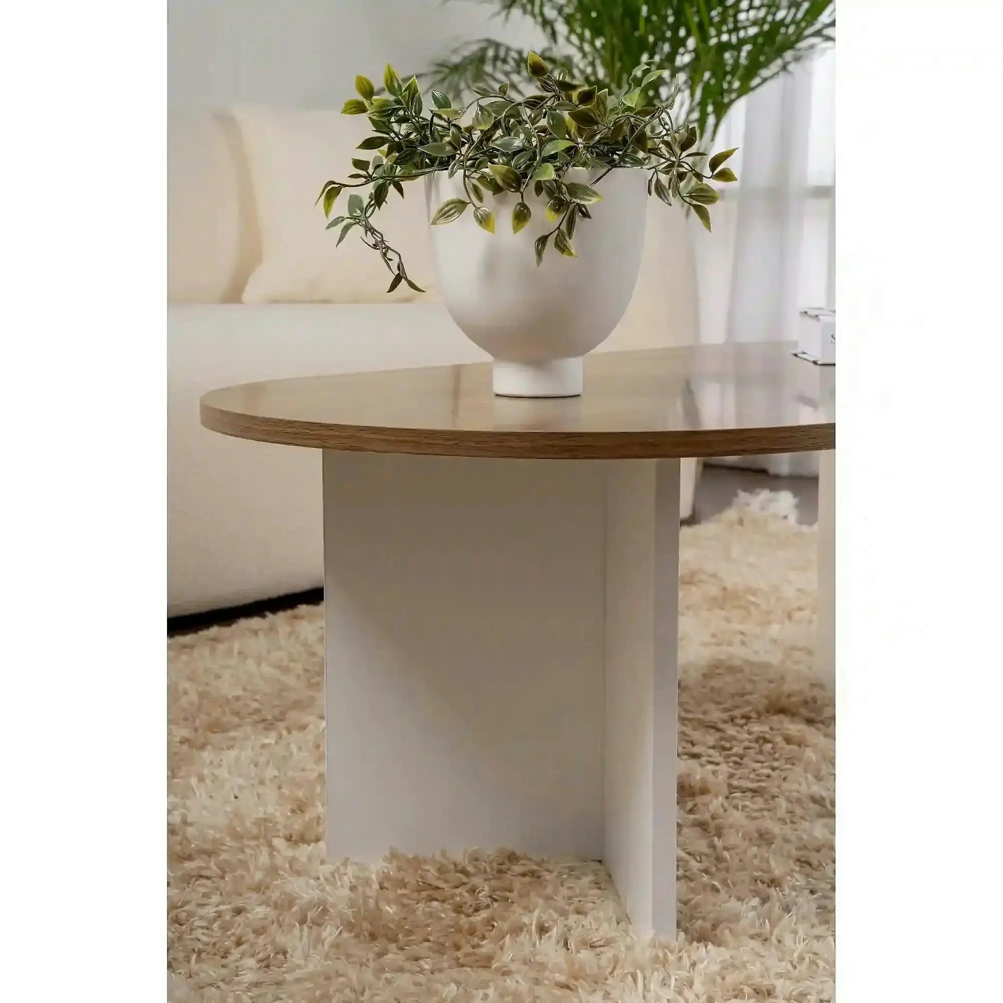 Masuta cafea SABLE, nuc/alb, PAL, 119x60x40 cm