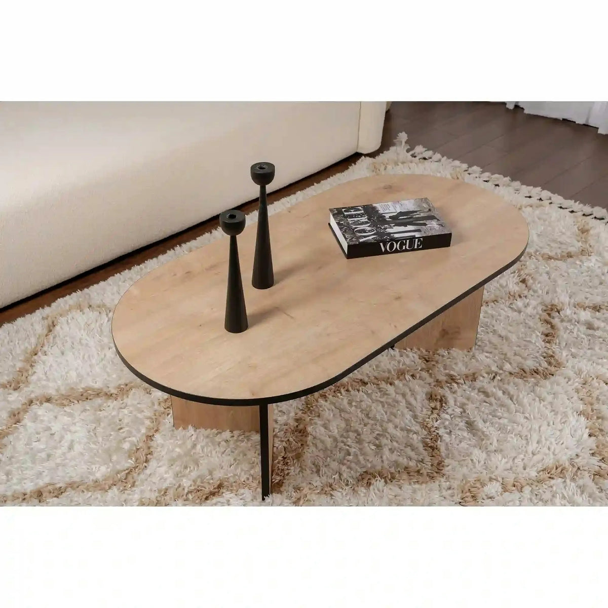 Masuta cafea SABLE, stejar/negru, PAL, 119x60x40 cm
