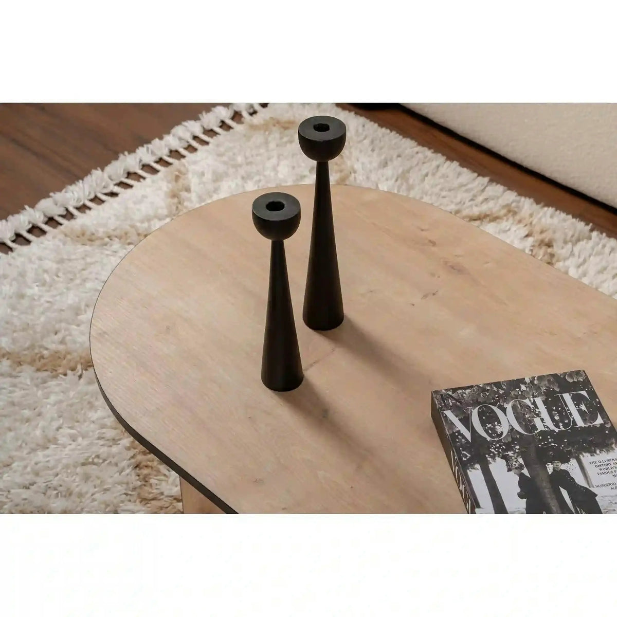 Masuta cafea SABLE, stejar/negru, PAL, 119x60x40 cm
