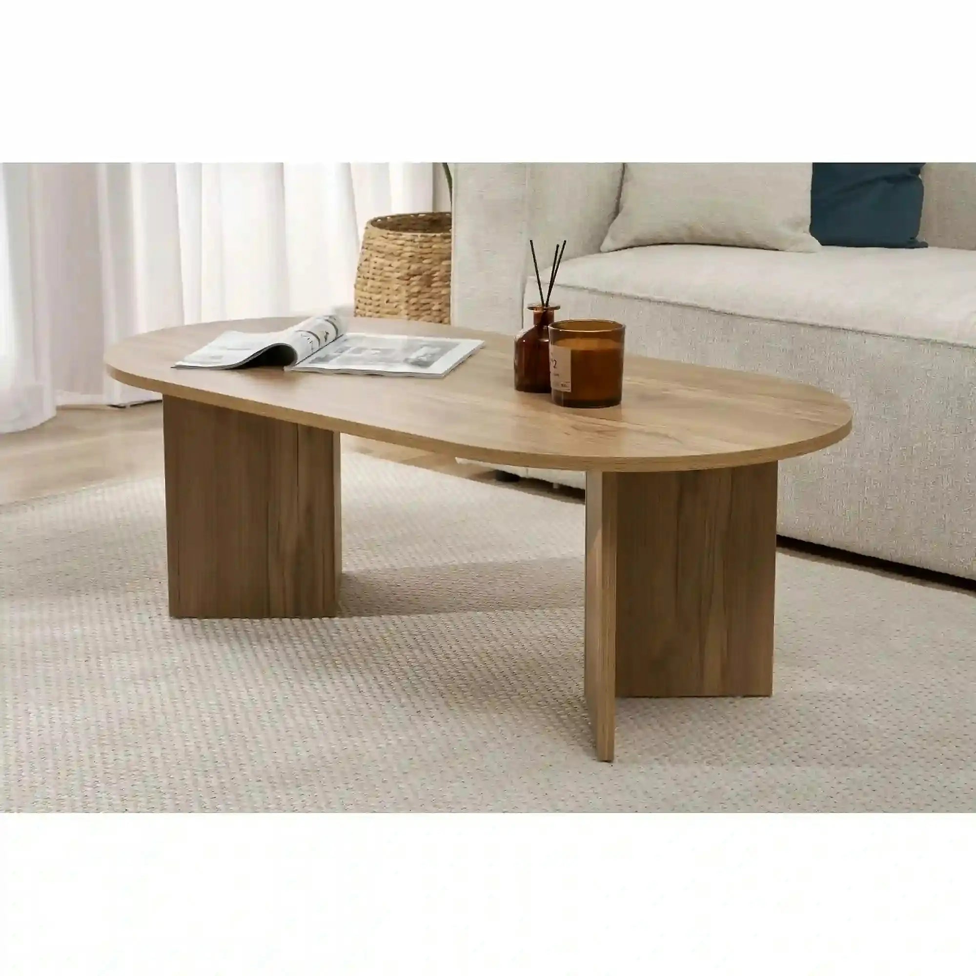 Masuta cafea SABLE, stejar, PAL, 119x60x40 cm