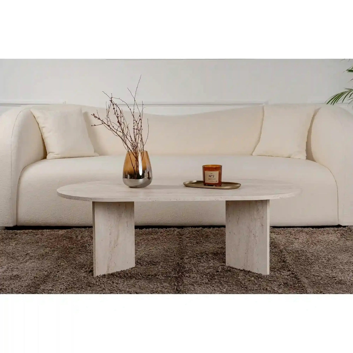 Masuta cafea SABLE, travertin, PAL, 119x60x40 cm