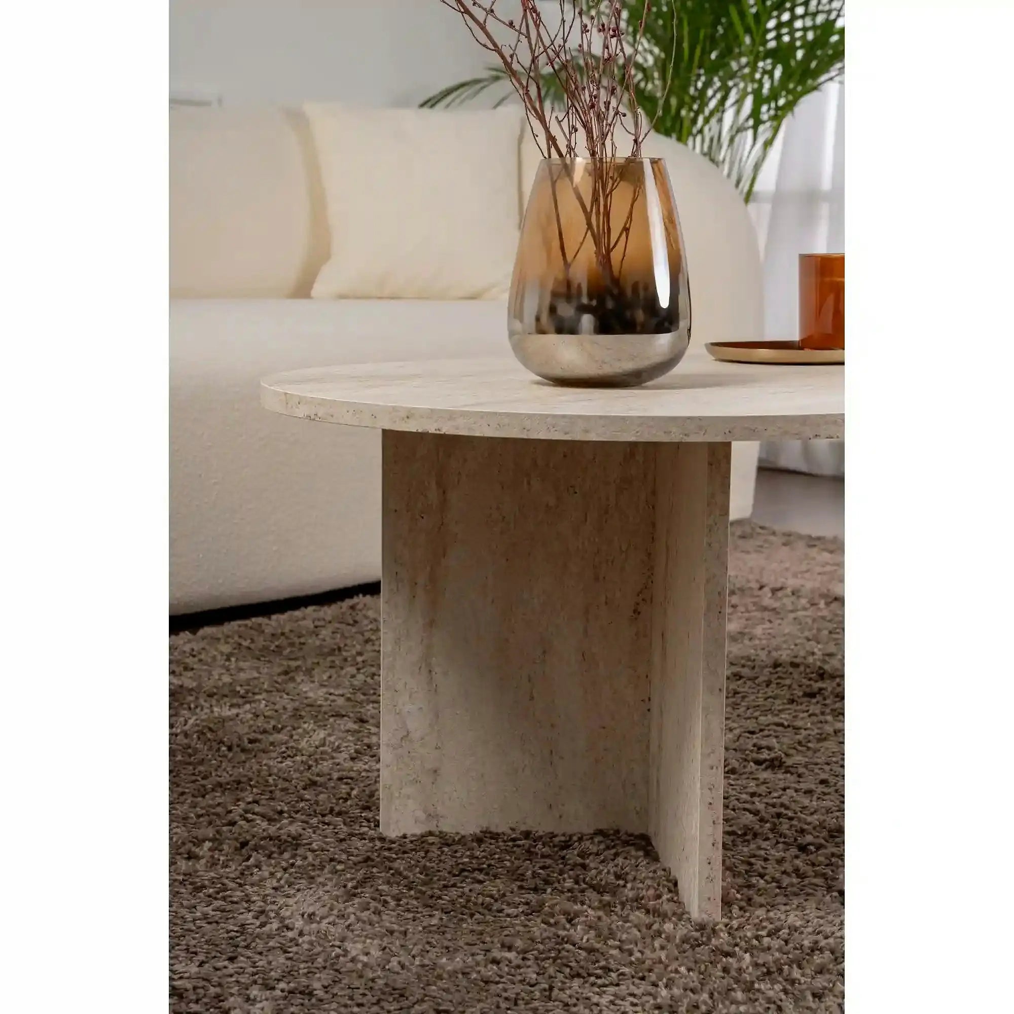 Masuta cafea SABLE, travertin, PAL, 119x60x40 cm