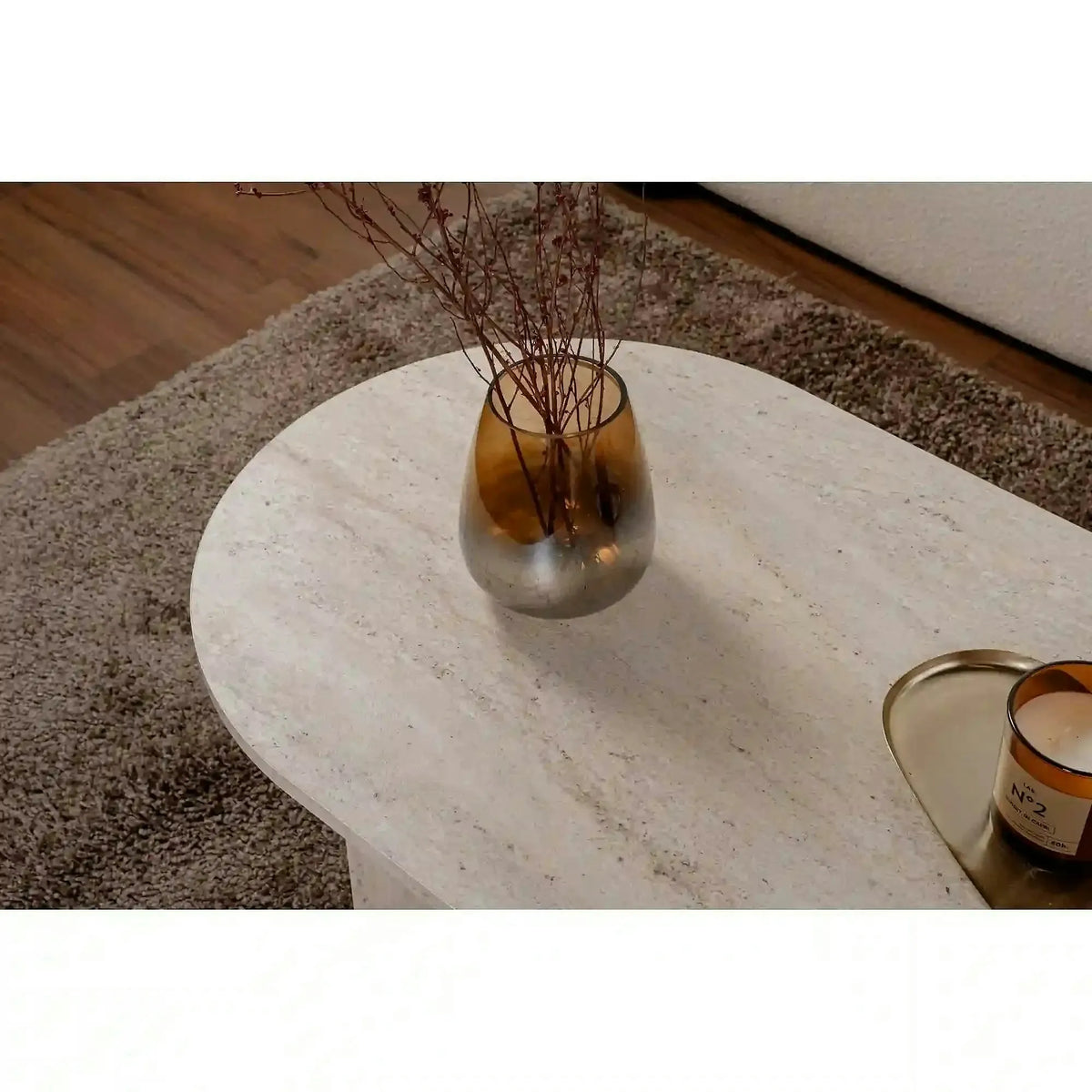 Masuta cafea SABLE, travertin, PAL, 119x60x40 cm