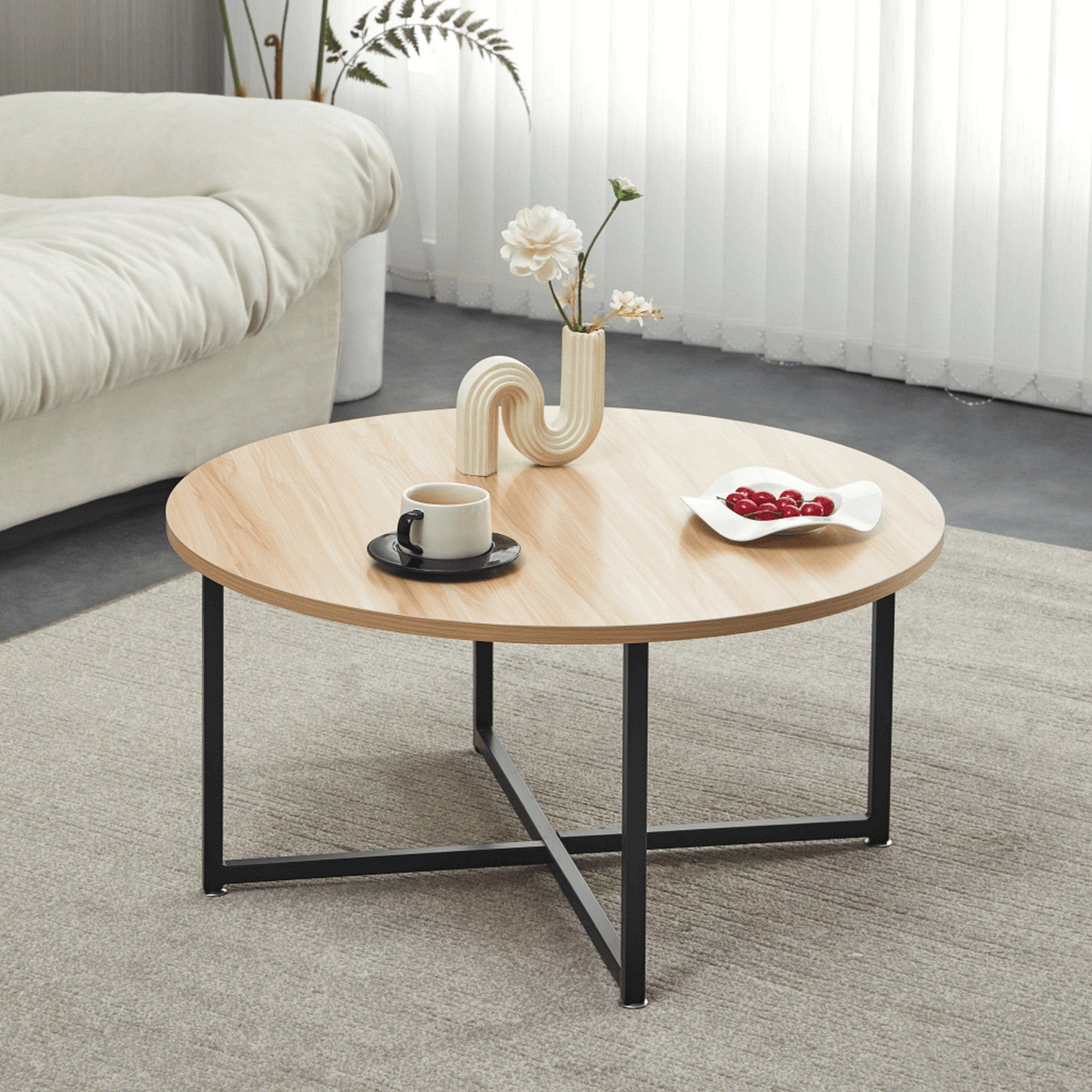 Masuta cafea SAFRON, stejar/negru, metal, 80x40 cm