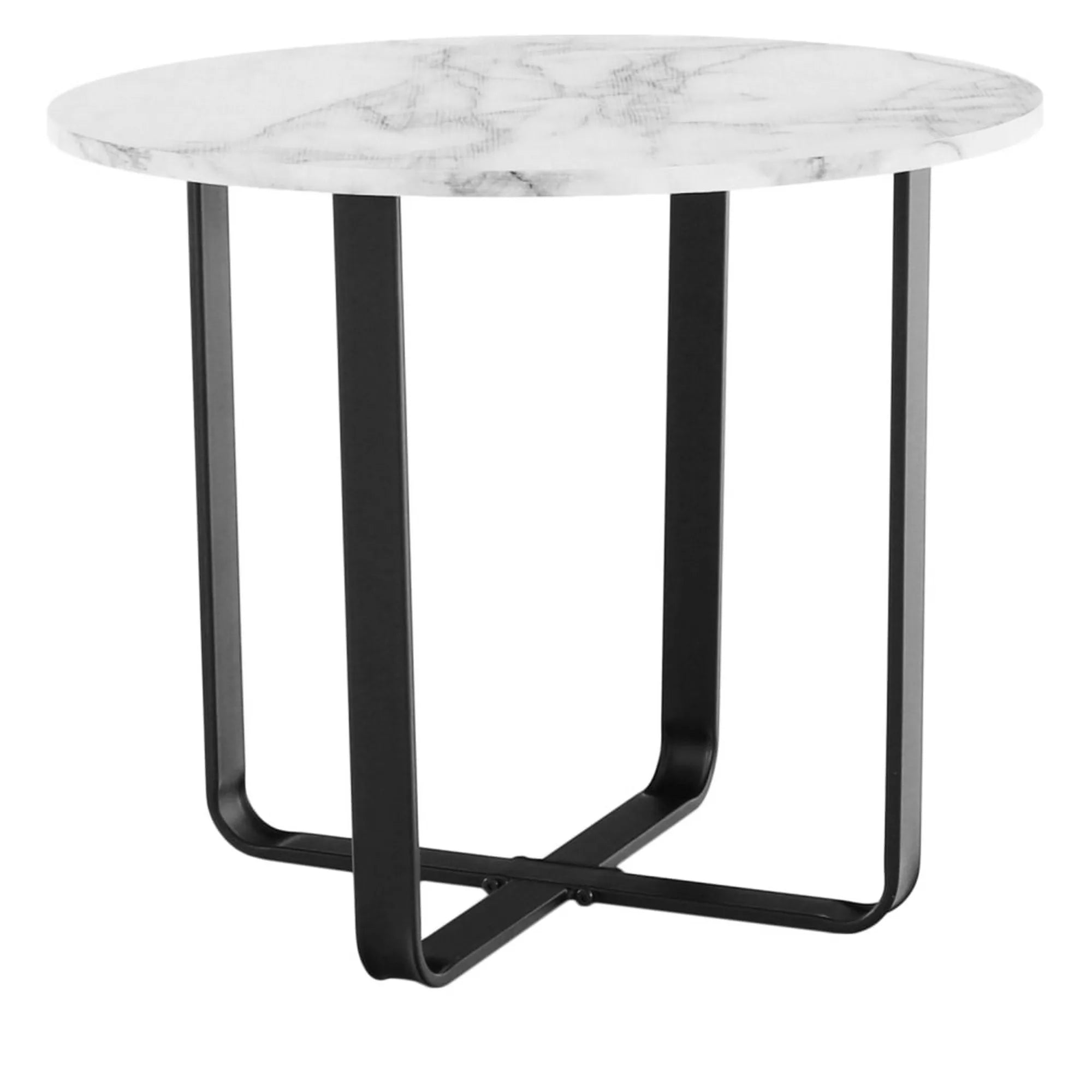 Masuta cafea SALINO, alb cu efect de marmura, metal, 60x60x50 cm