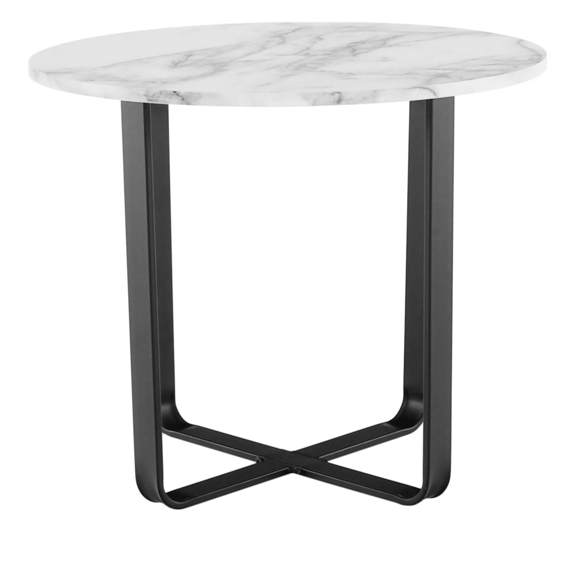 Masuta cafea SALINO, alb cu efect de marmura, metal, 60x60x50 cm