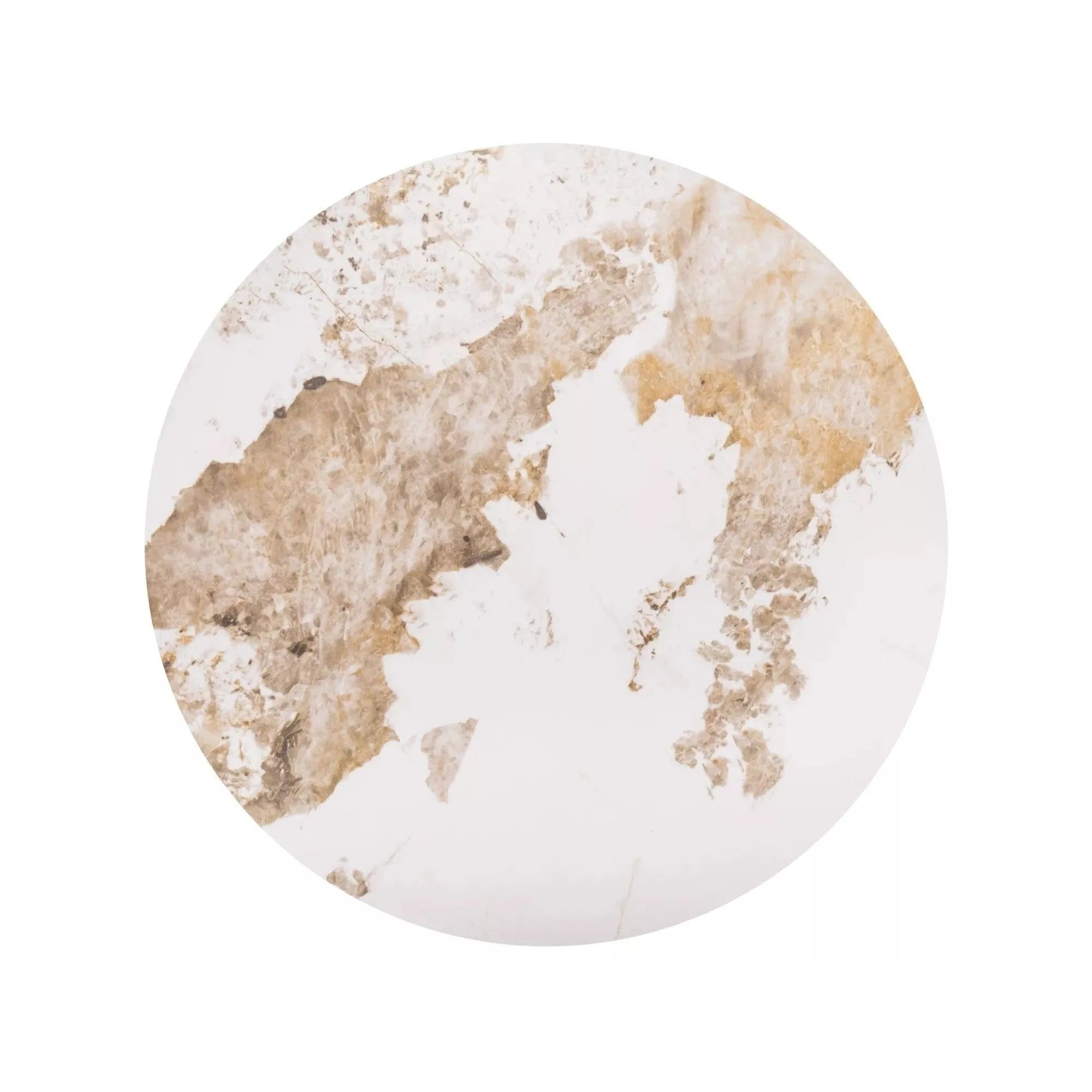 Masuta cafea SALO B, alb cu efect de marmura, ceramica/metal, 50x49 cm