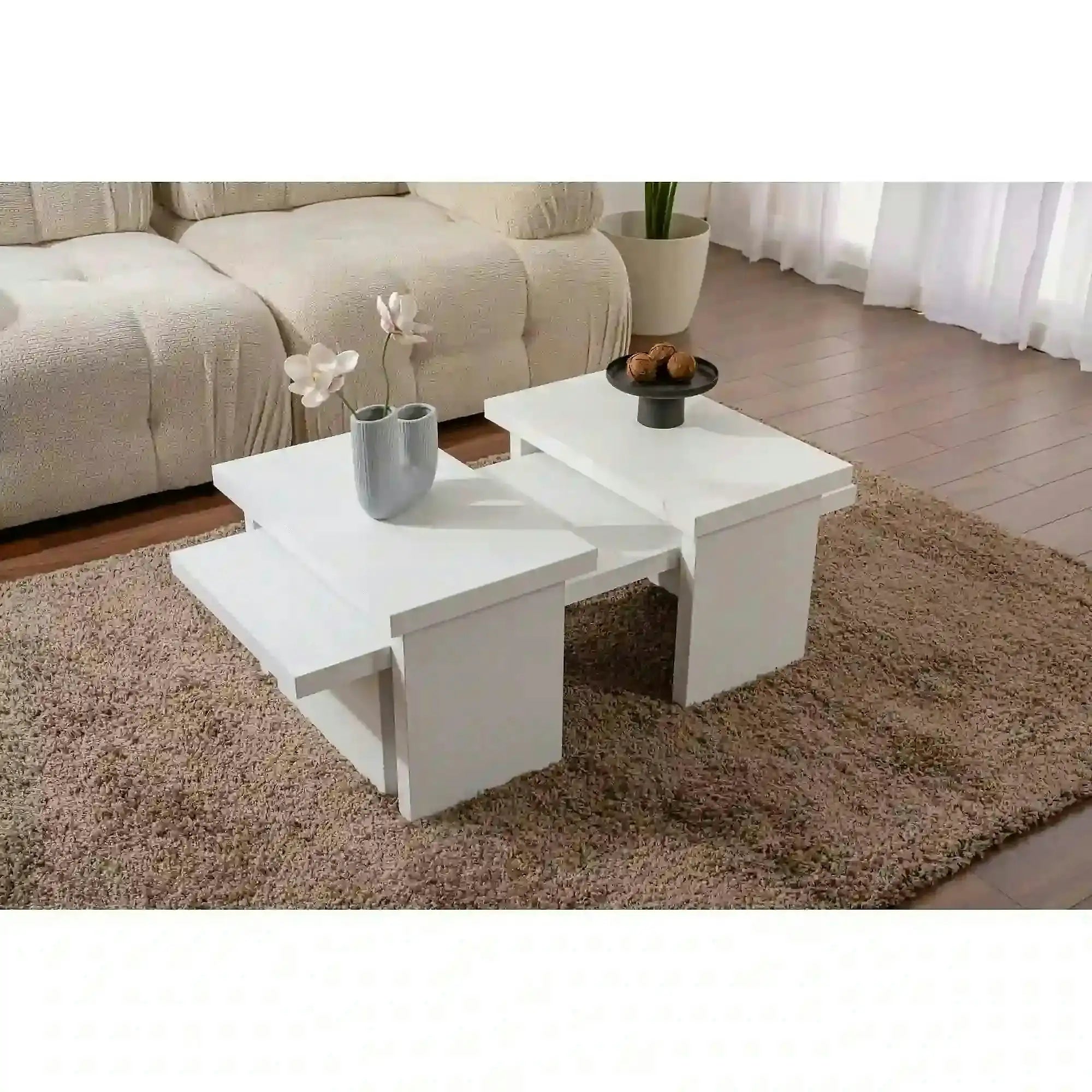 Masuta cafea SANCTUARY, alb, PAL, 110x45x30 cm