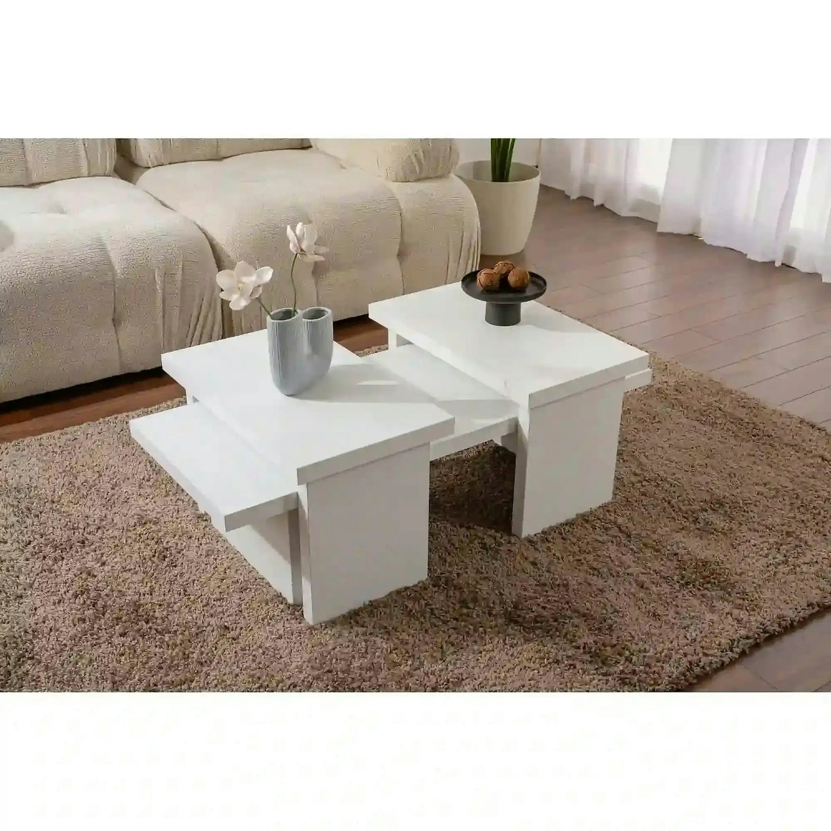 Masuta cafea SANCTUARY, alb, PAL, 110x45x30 cm
