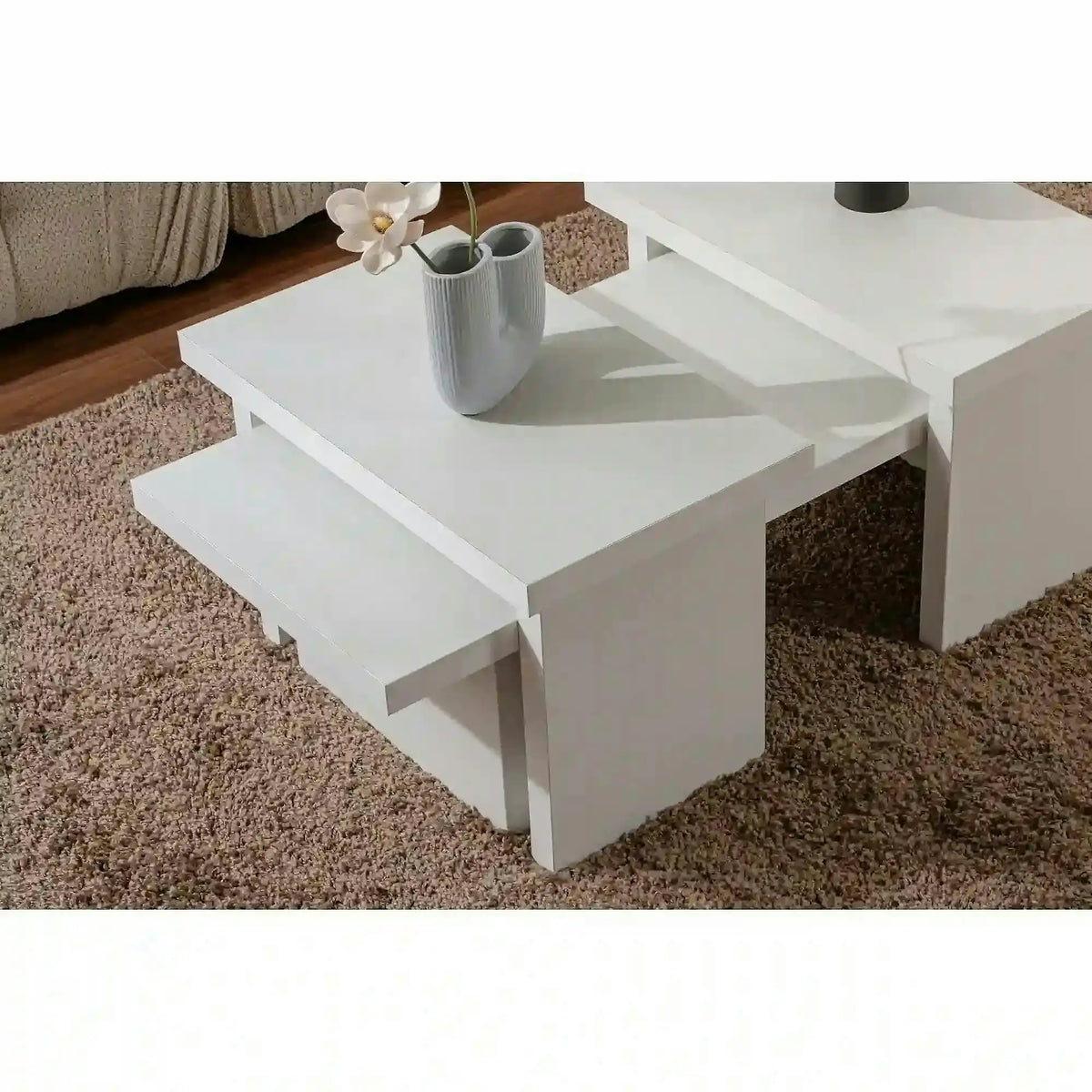 Masuta cafea SANCTUARY, alb, PAL, 110x45x30 cm