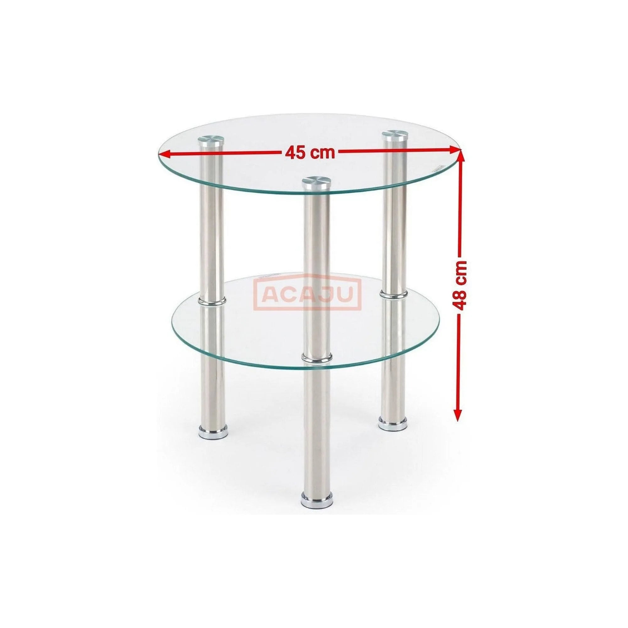 Masuta cafea Sardinia, transparent/argintiu, sticla/otel, 45x45x48 cm