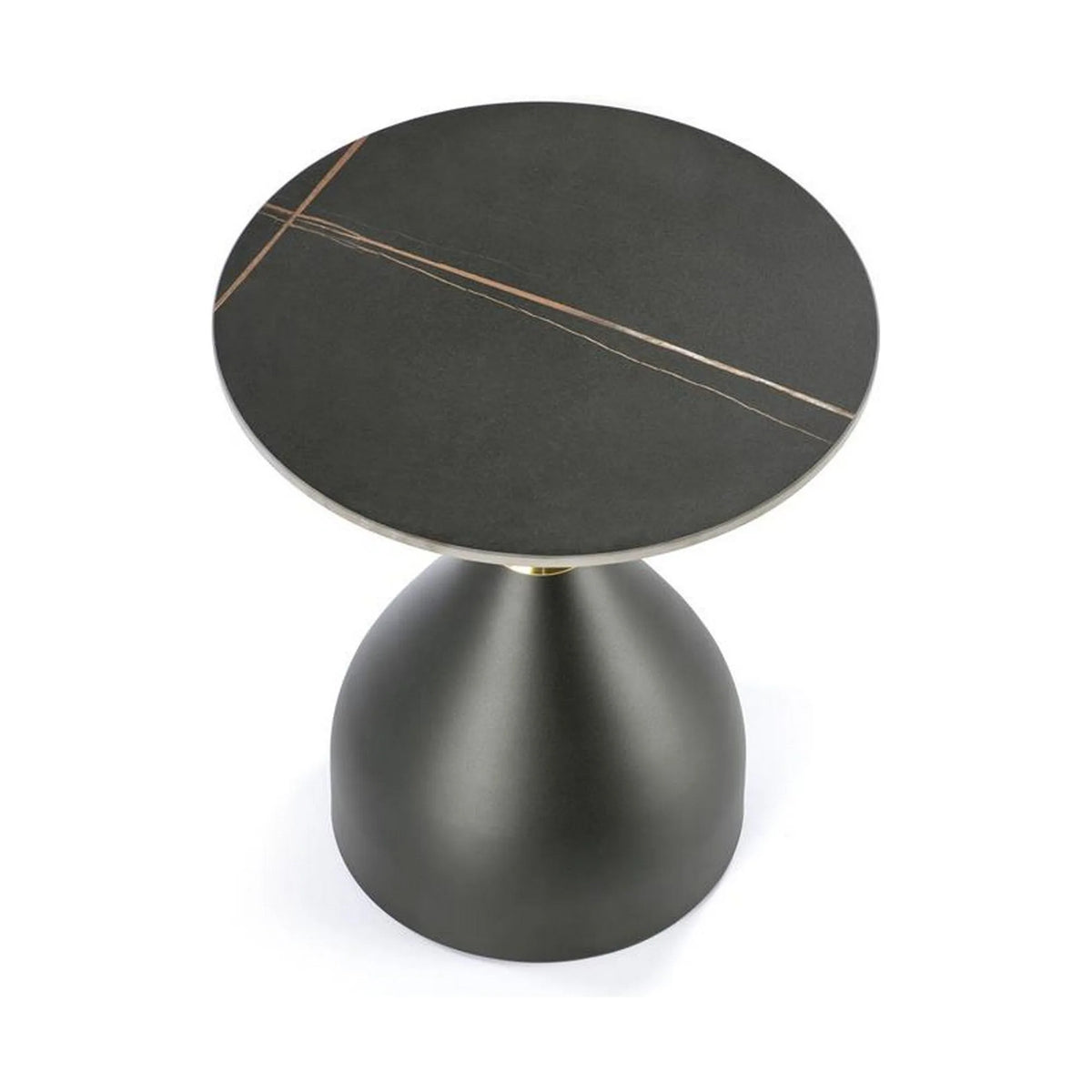 Masuta de cafea metal/ceramica SCALITA, negru cu efect de marmura/auriu, 50x50x57 cm