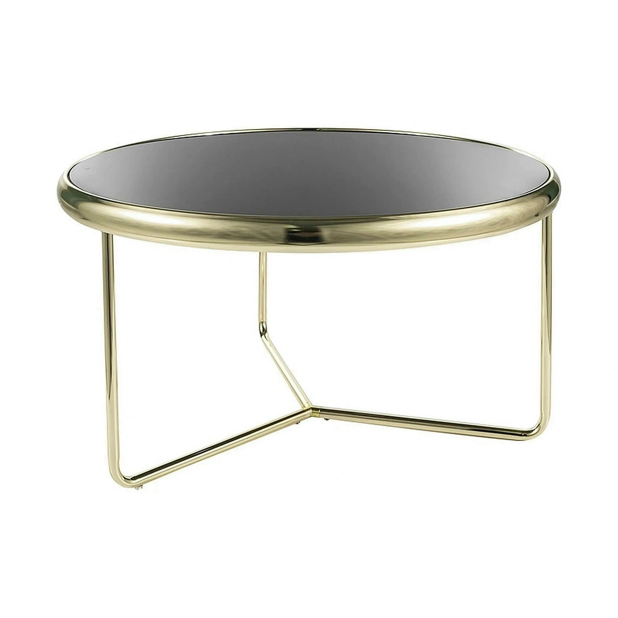 Masuta cafea SCARLET, negru/auriu, sticla securizata/metal, 74x40 cm