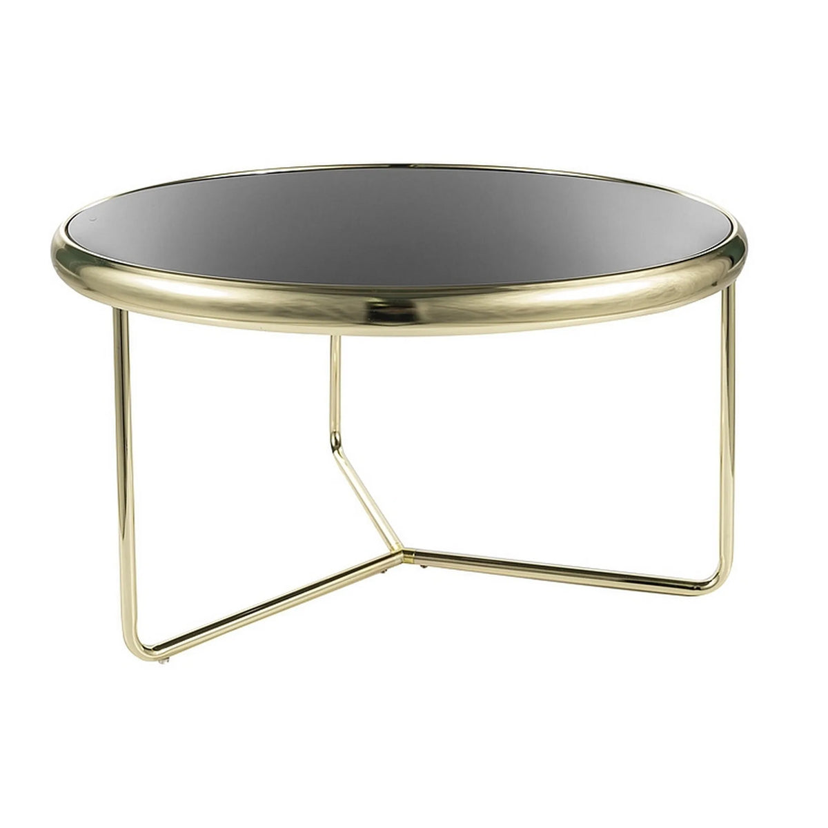 Masuta cafea SCARLET, negru/auriu, sticla securizata/metal, 74x40 cm