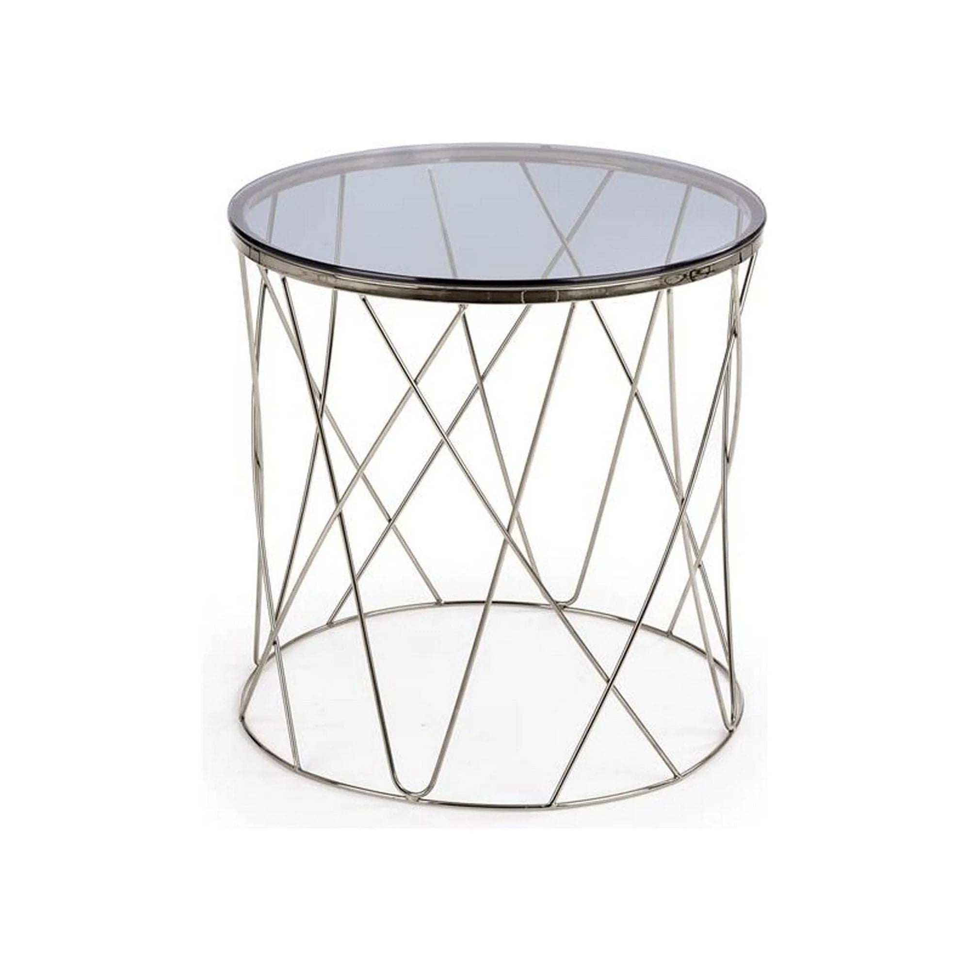 Masuta cafea Selena, transparent/argintiu, sticla/otel, 55x55x55 cm