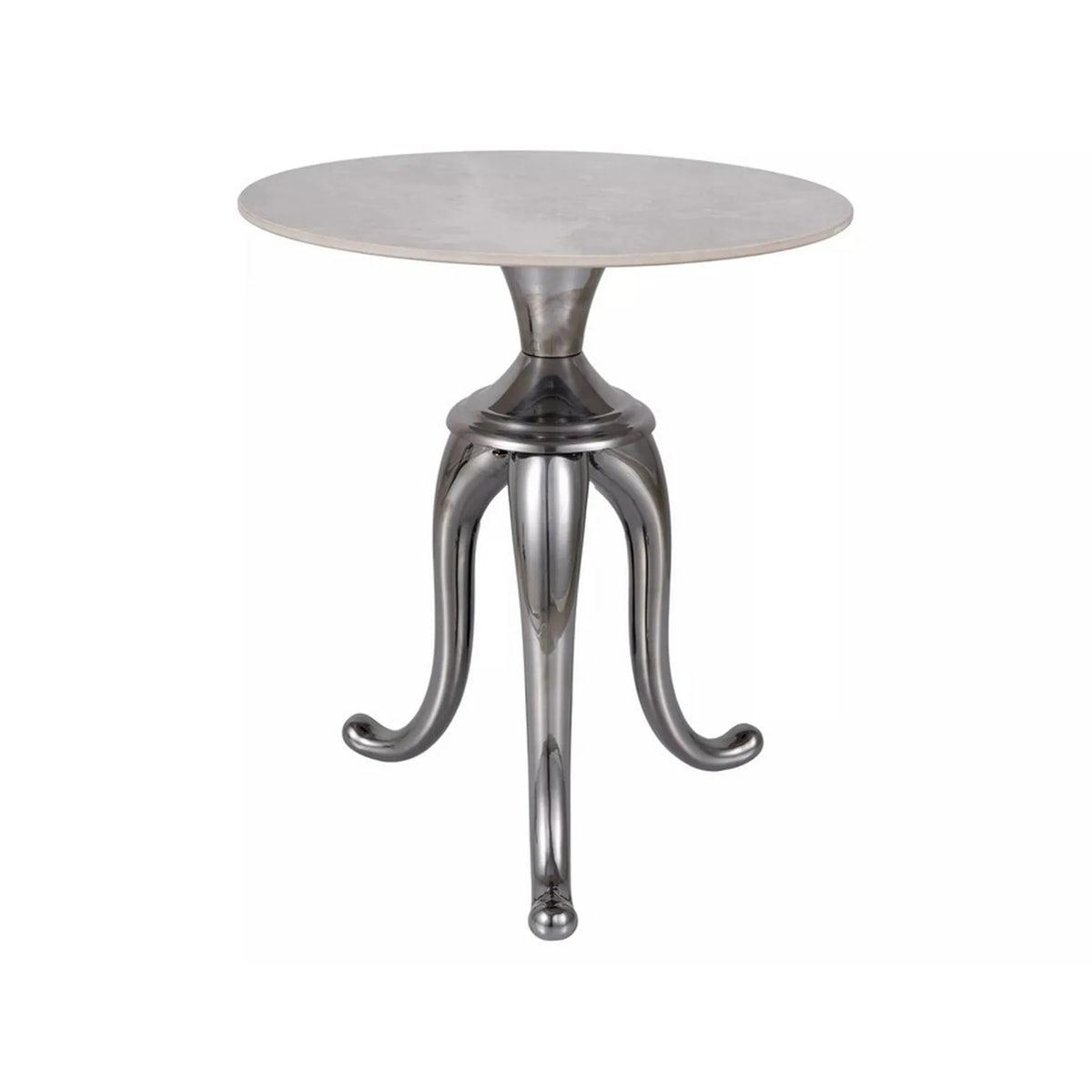 Masuta cafea SNAKE, alb cu efect de marmura/argintiu, ceramica/metal, 48x55 cm