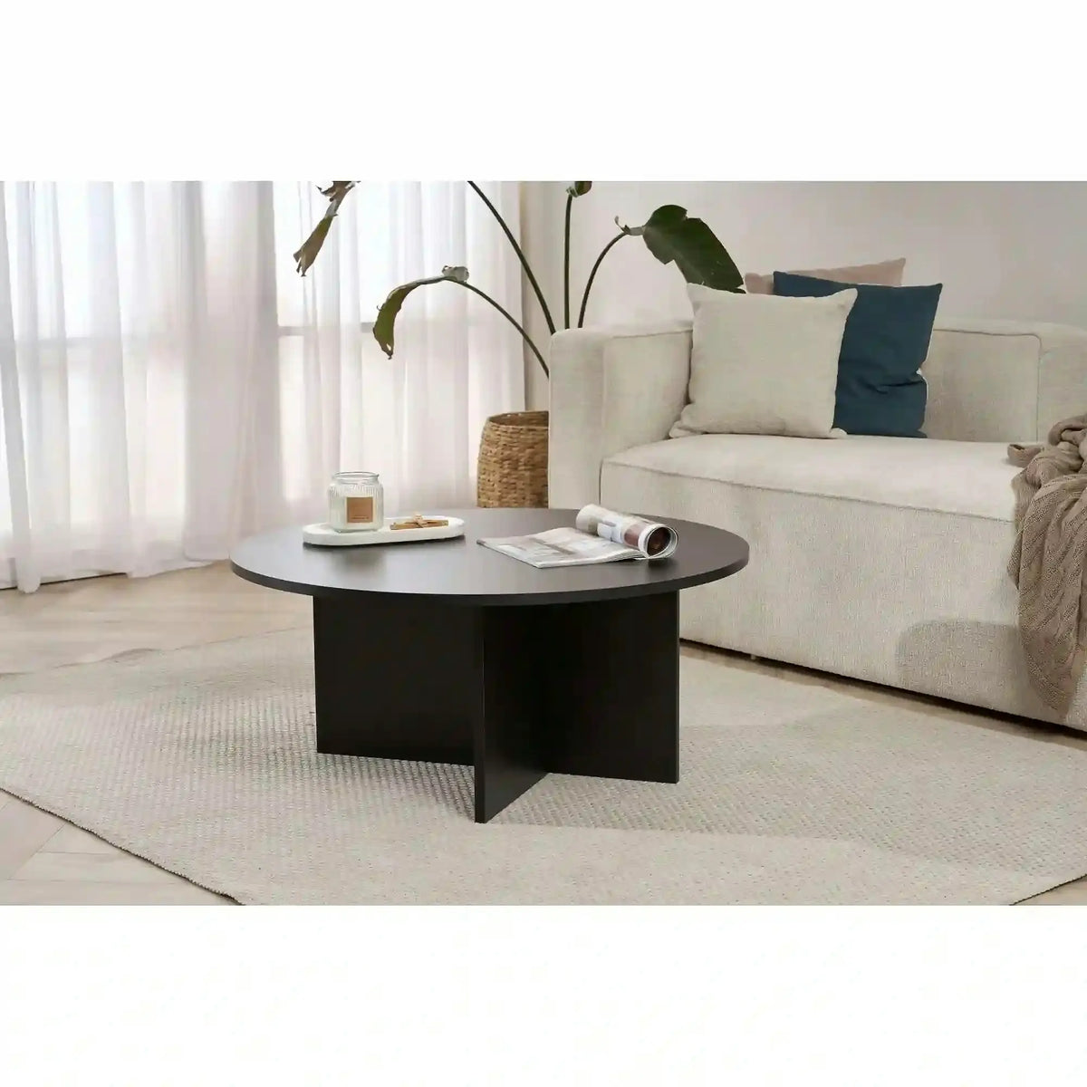 Masuta cafea SOLEIL, negru, PAL melaminat, 90x90x40 cm