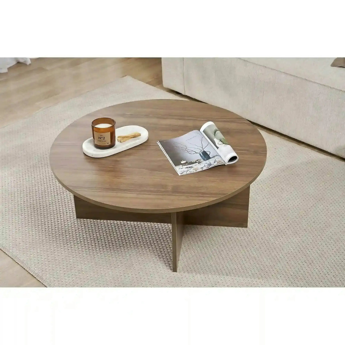 Masuta cafea SOLEIL, nuc, PAL melaminat, 90x90x40 cm