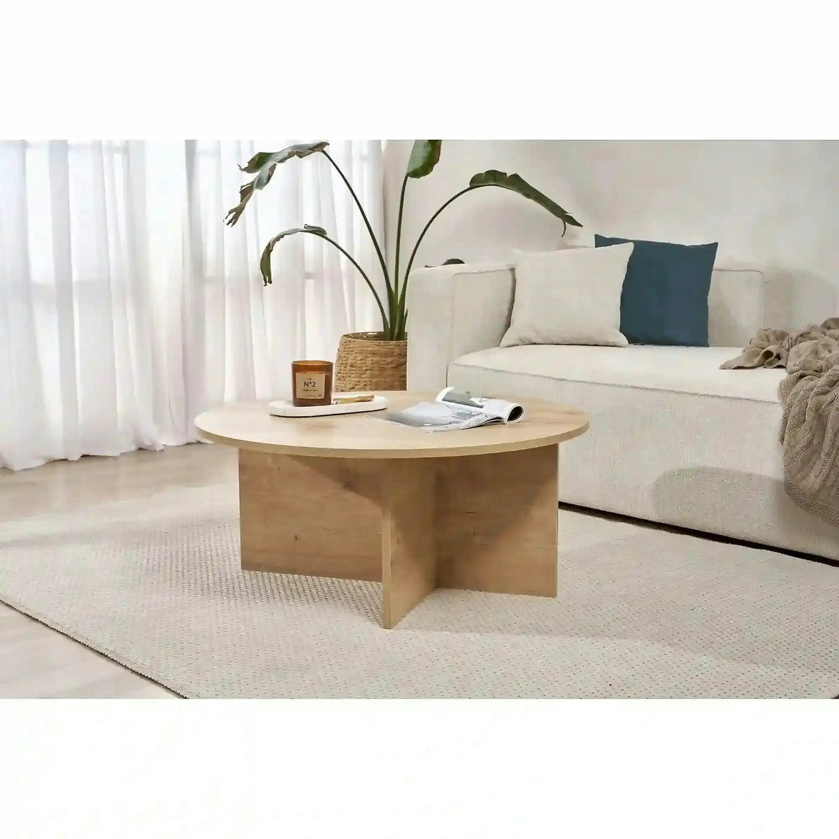 Masuta cafea SOLEIL, stejar, PAL melaminat, 90x90x40 cm