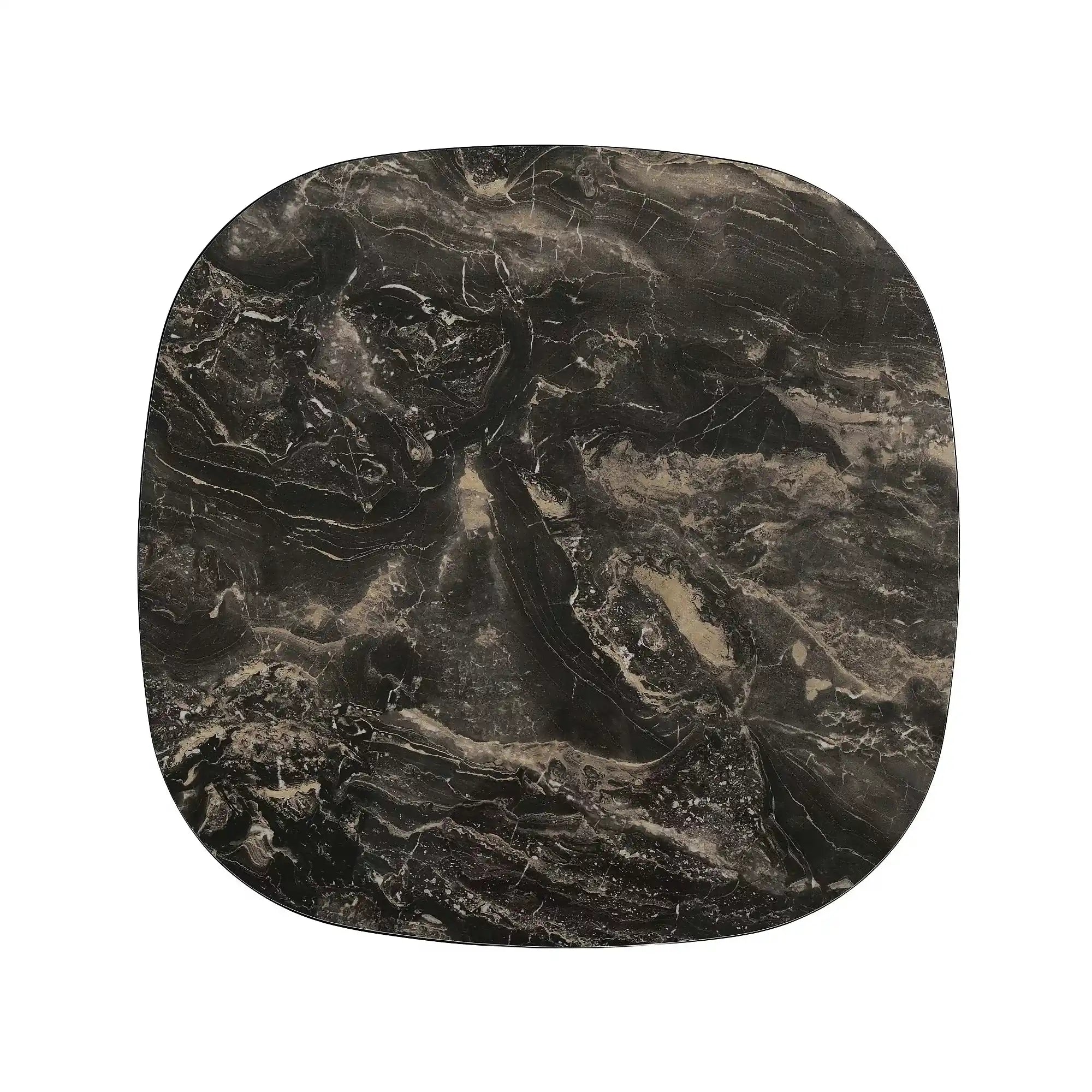 Măsuță cafea STELLA A, negru lucios/cupru, ceramică/metal, 100x100x38 cm