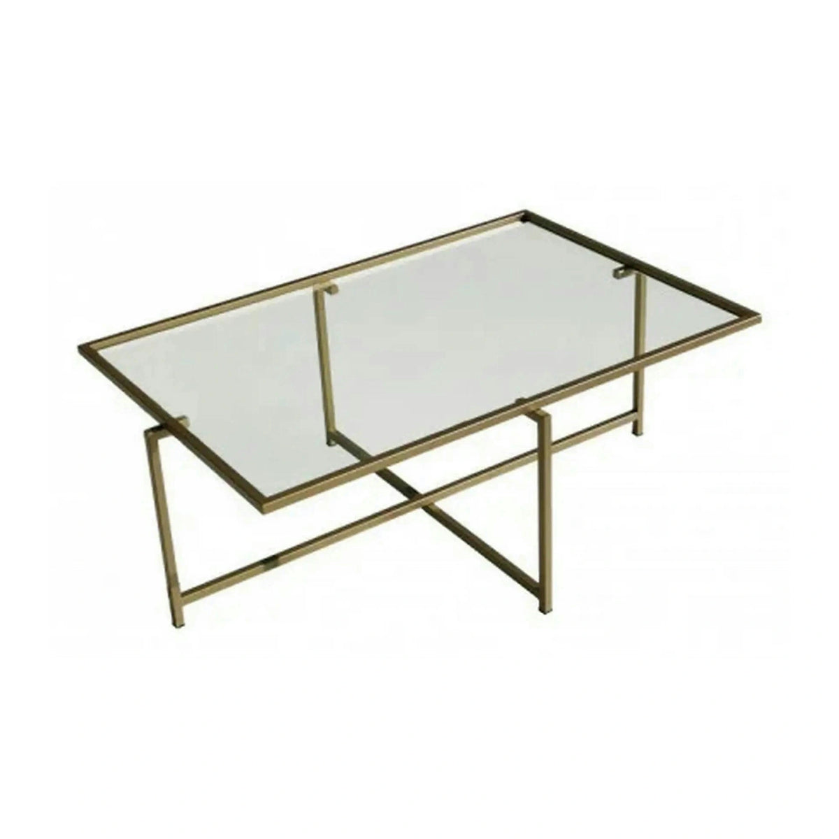 Masuta cafea Sun S410, auriu, sticla/metal, 94x64x35 cm