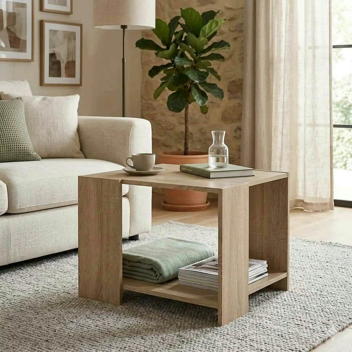 Masuta cafea TEMPO ASISTENT NEW 026, stejar sonoma, PAL melaminat, 63x63x45 cm