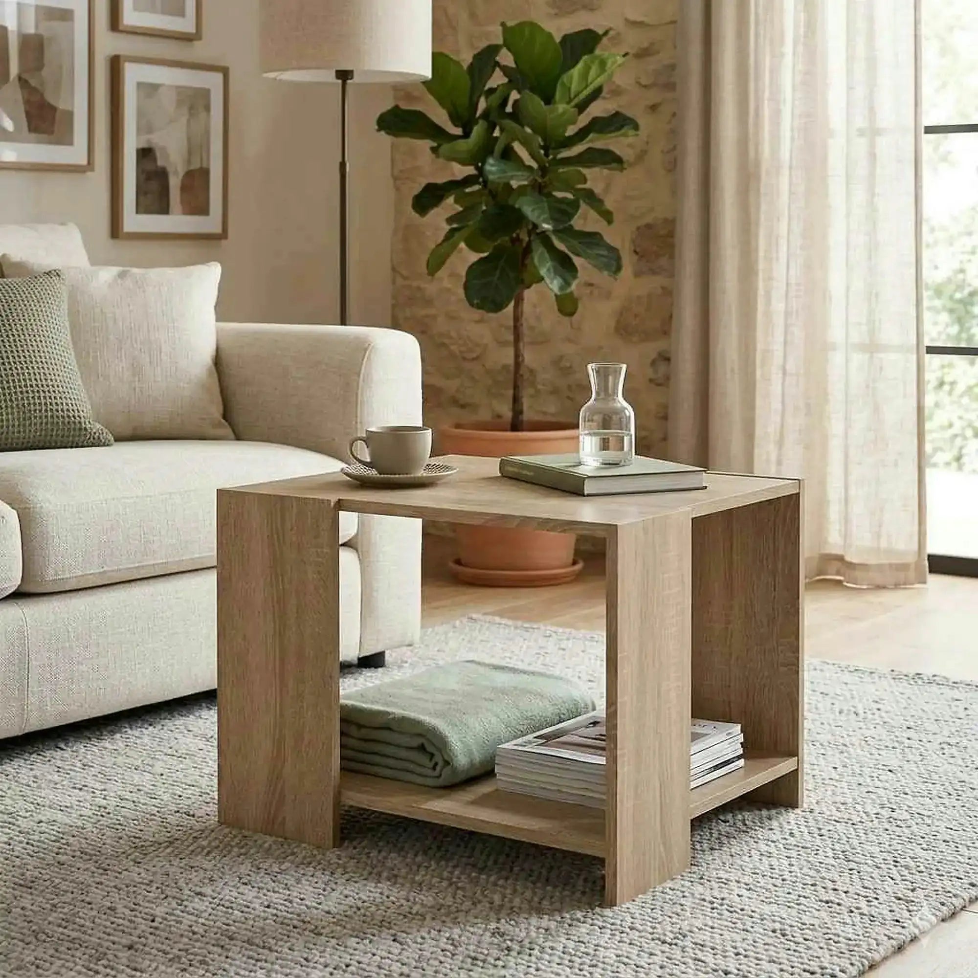 Masuta cafea TEMPO ASISTENT NEW 026, stejar sonoma, PAL melaminat, 63x63x45 cm