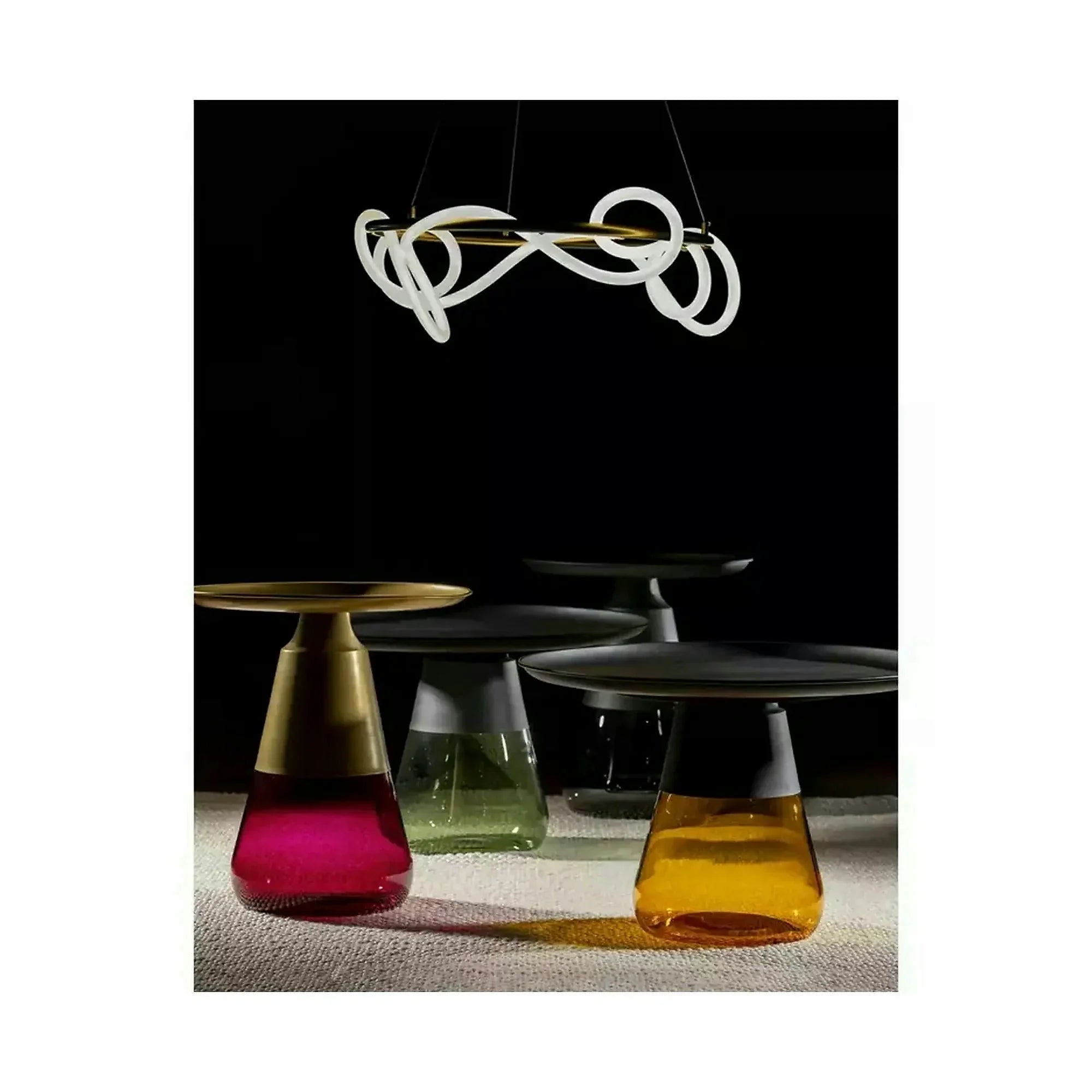 Masuta cafea TIFFANY A BLACK, verde/negru, metal/sticla, 50x52 cm