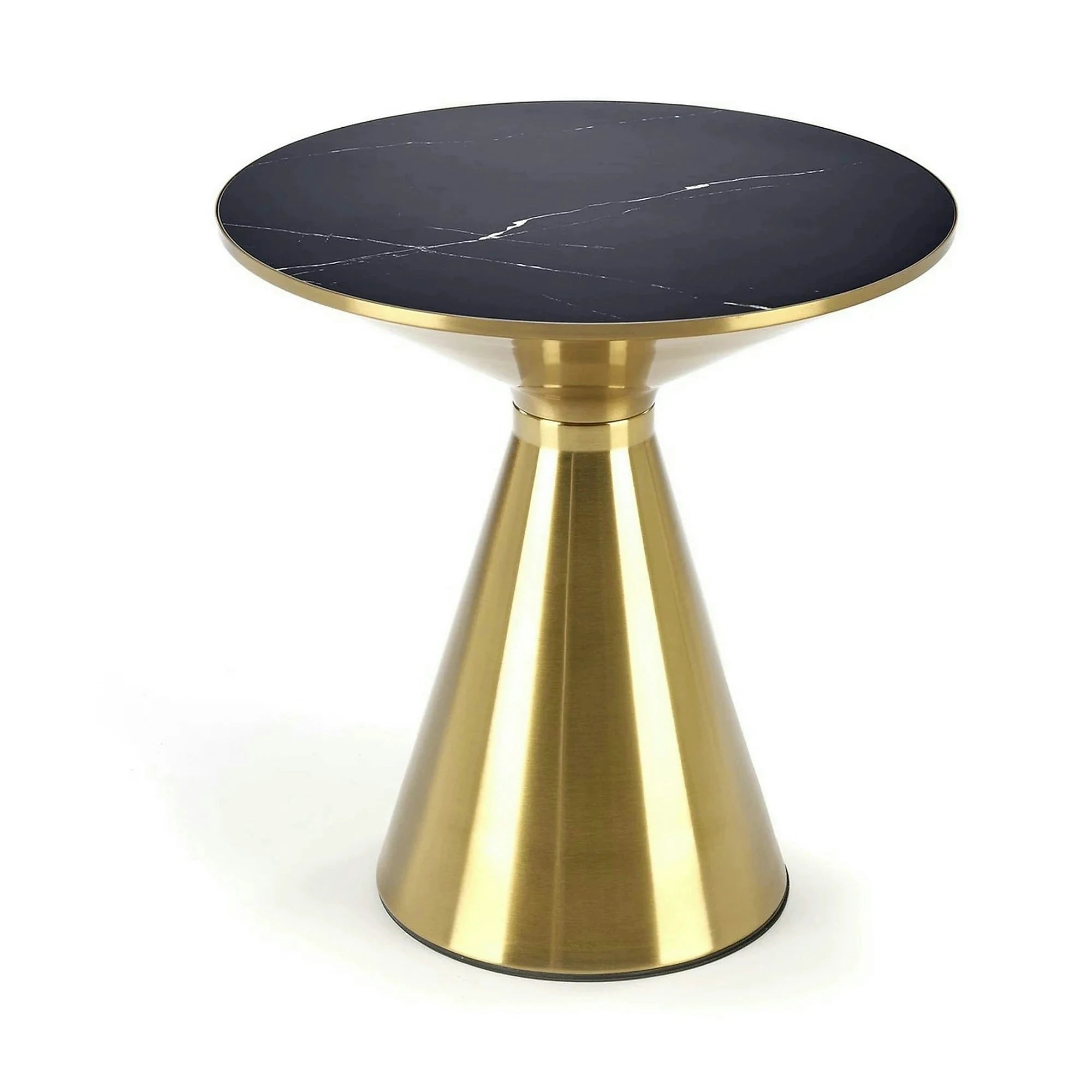 Masuta cafea TRIBECA, negru/auriu, ceramica/otel, 50x50x52 cm