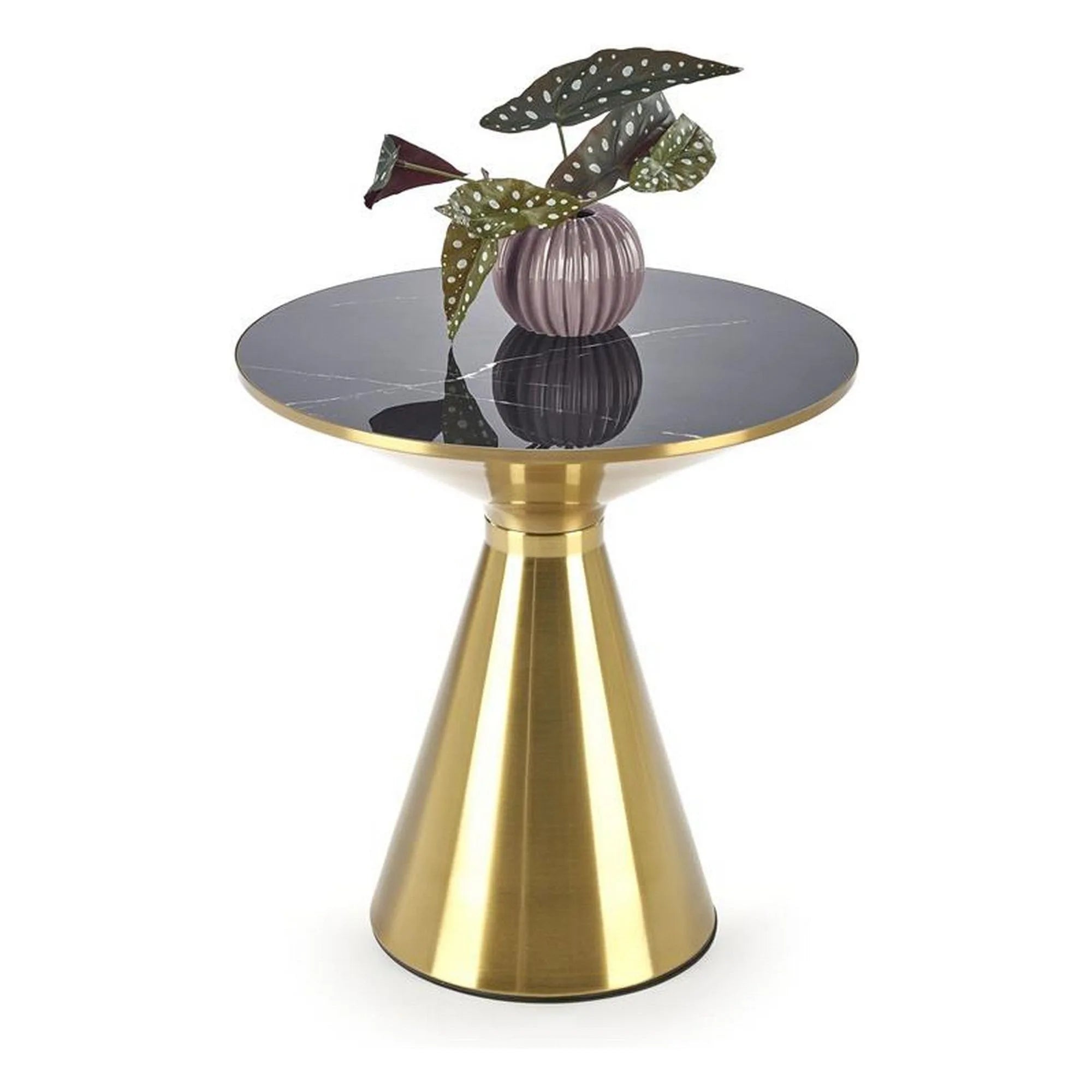 Masuta cafea TRIBECA, negru/auriu, ceramica/otel, 50x50x52 cm