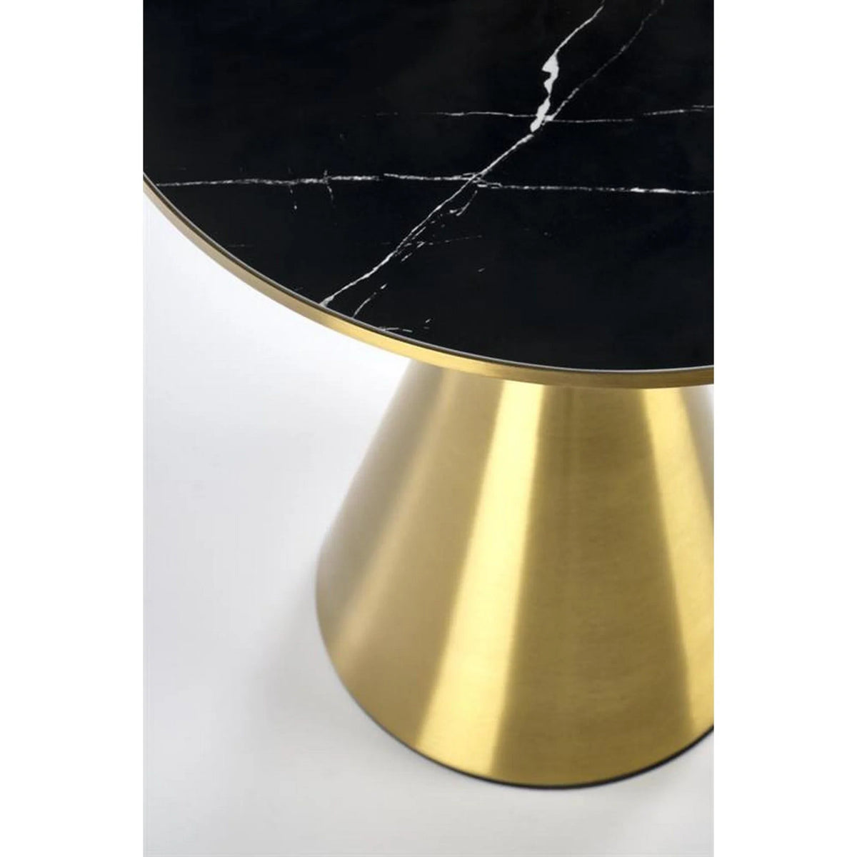 Masuta cafea TRIBECA, negru/auriu, ceramica/otel, 50x50x52 cm