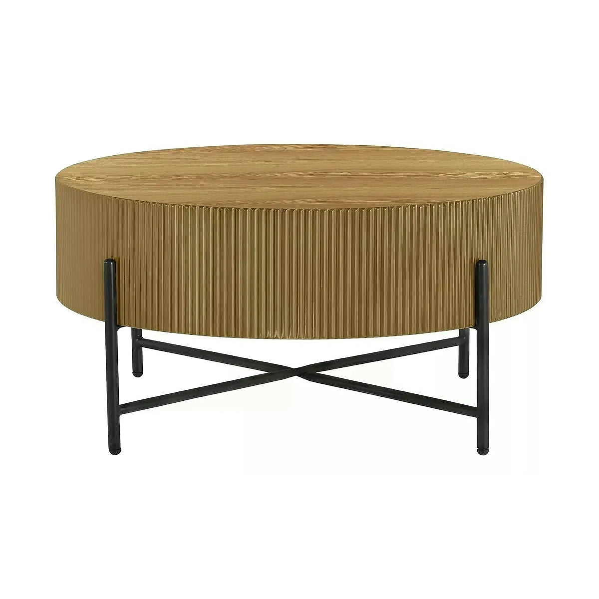 Măsuță cafea TUCA, stejar/negru mat, furnir/metal/MDF, 80x80x40 cm