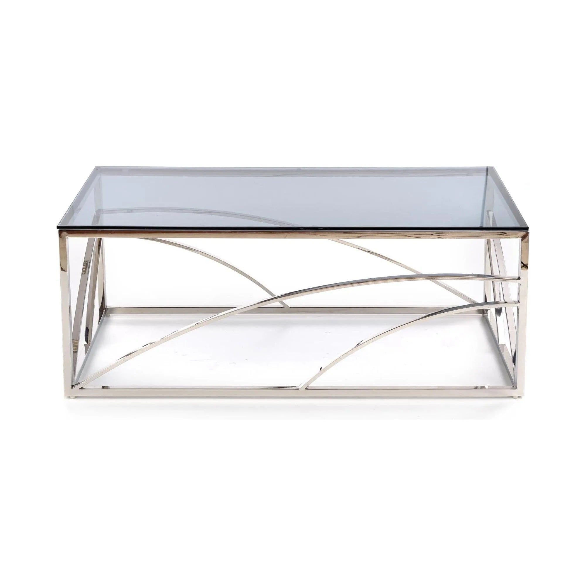 Masuta cafea Universe, transparent/argintiu, sticla/otel, 120x60x45 cm