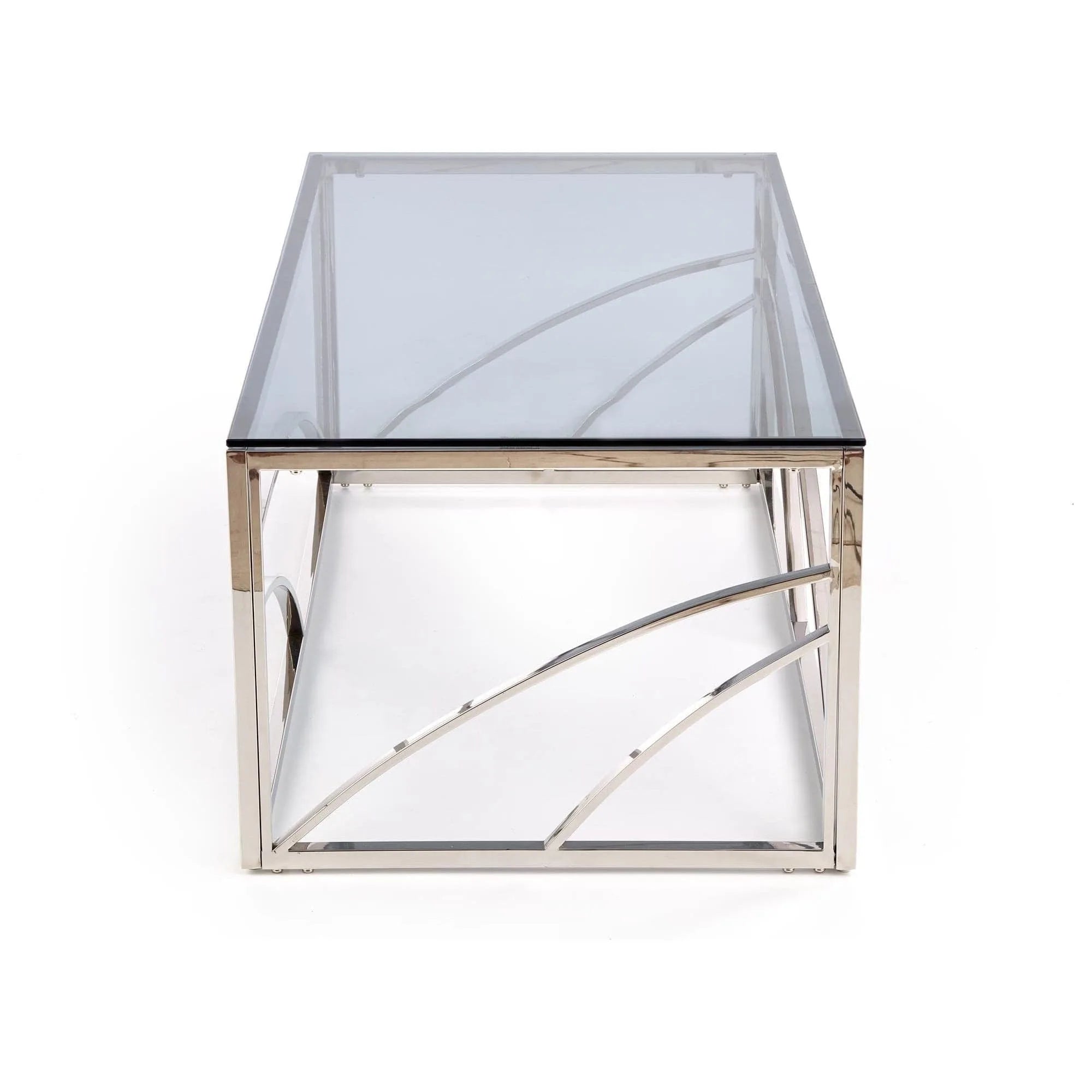 Masuta cafea Universe, transparent/argintiu, sticla/otel, 120x60x45 cm