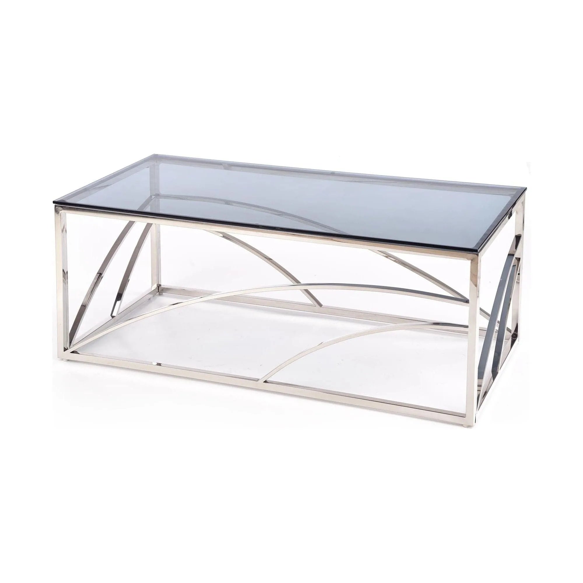 Masuta cafea Universe, transparent/argintiu, sticla/otel, 120x60x45 cm