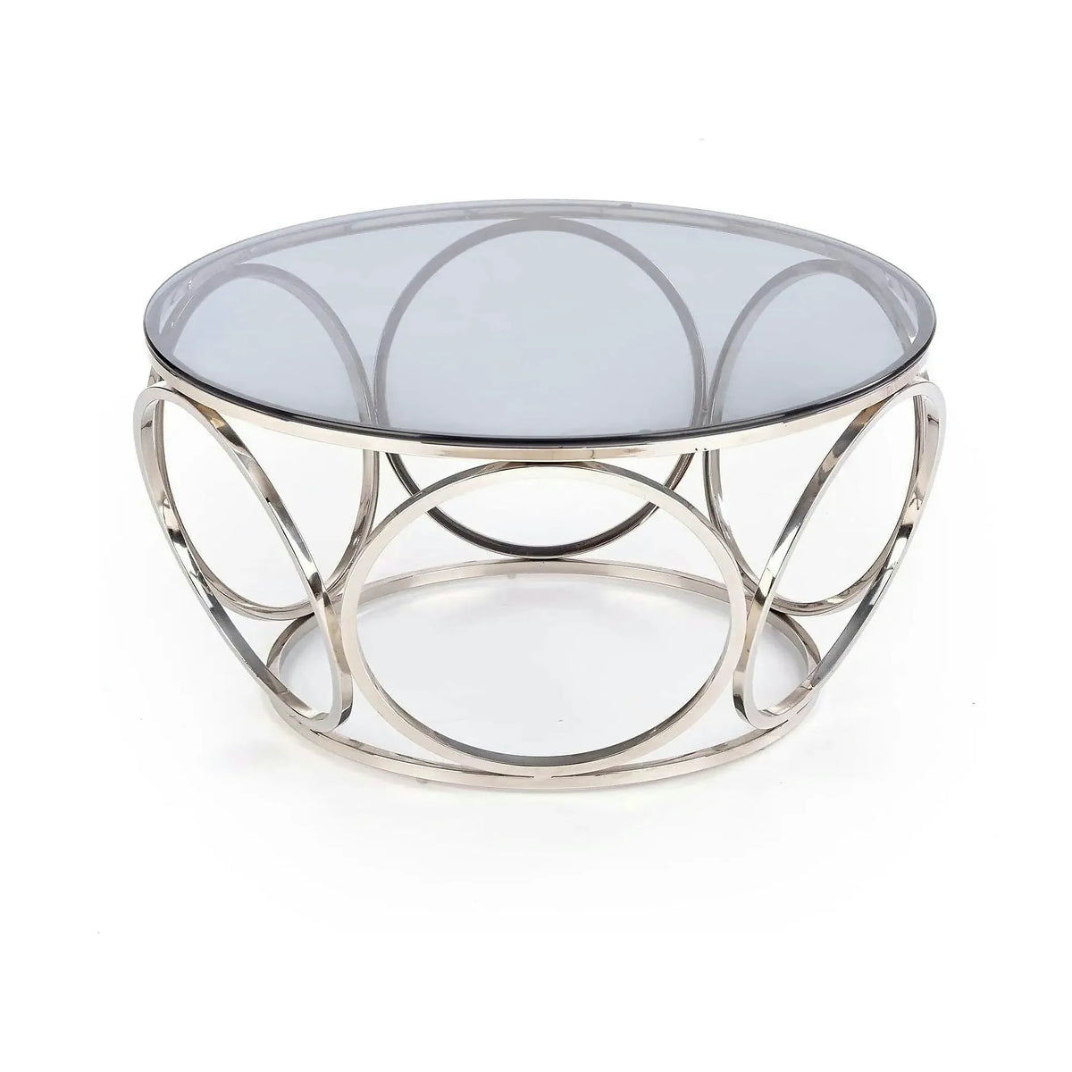 Masuta cafea VENUS argintiu/transparent, sticla/otel, 80x44 cm