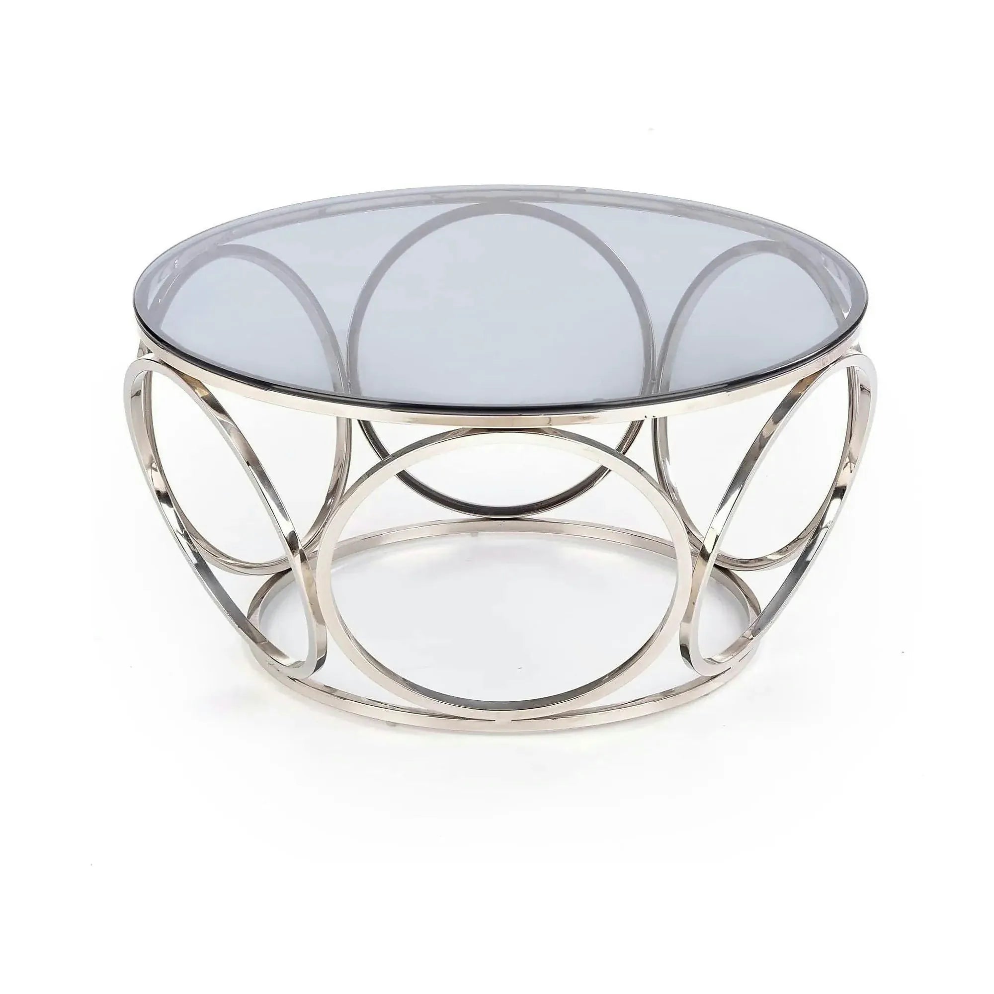 Masuta cafea VENUS argintiu/transparent, sticla/otel, 80x44 cm