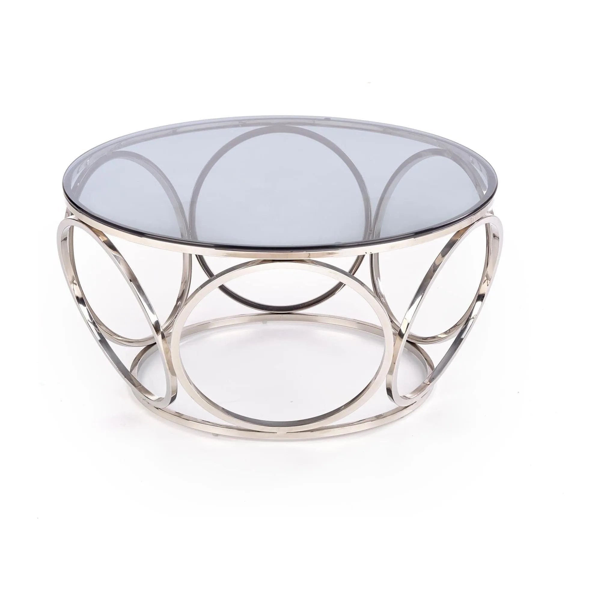 Masuta cafea VENUS argintiu/transparent, sticla/otel, 80x44 cm