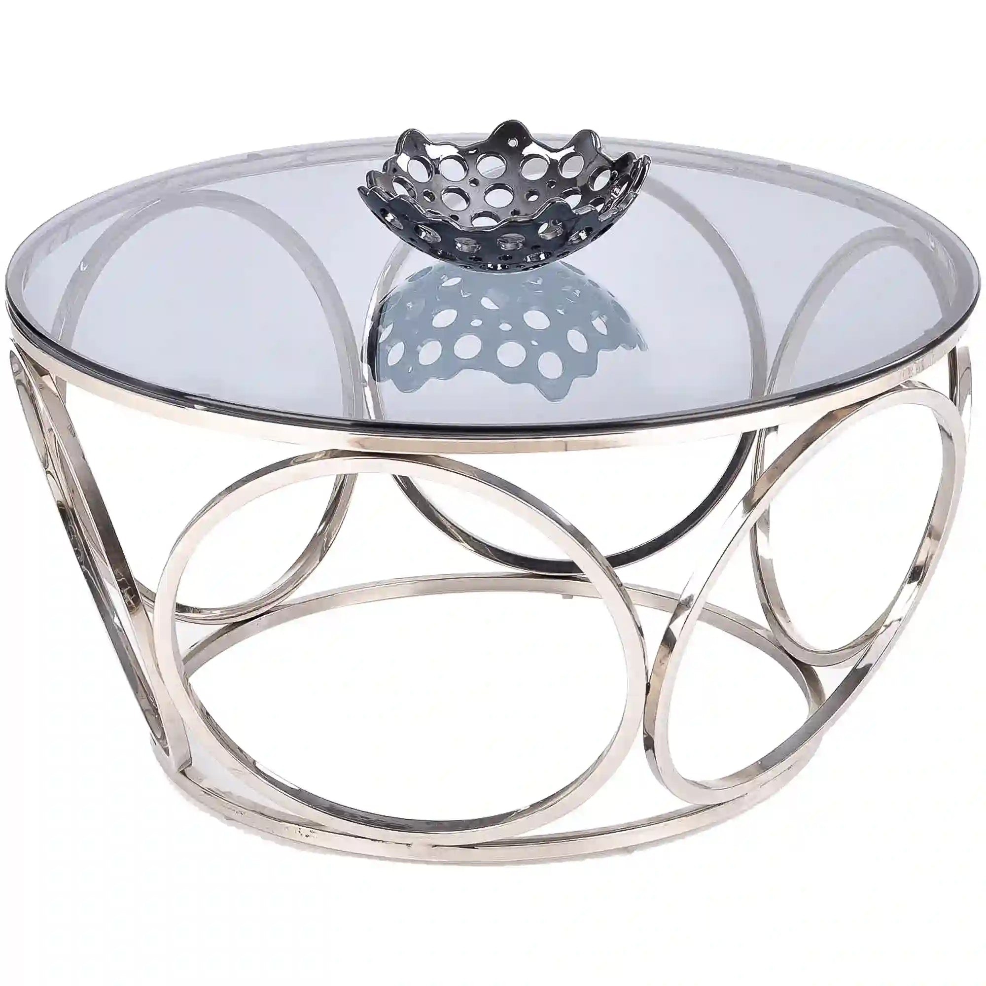 Masuta cafea VENUS argintiu/transparent, sticla/otel, 80x44 cm